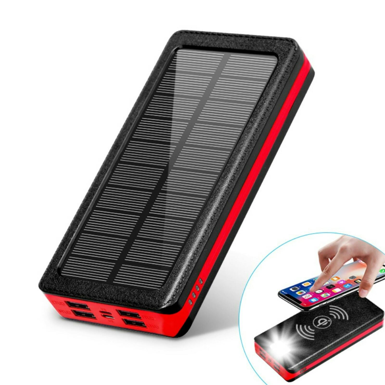 PSOOO 20.000mAh Solar Powerbank met Draadloos Laden Rood 20.000 mAh