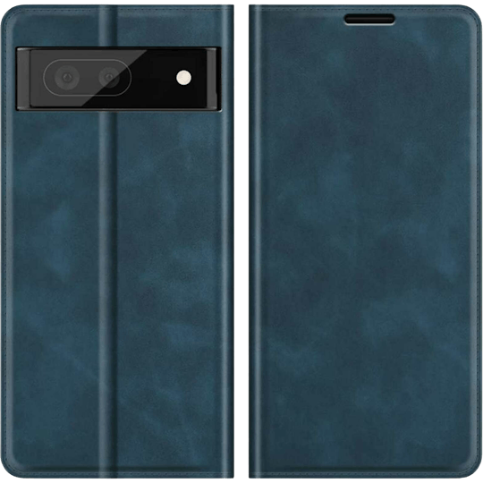 Just in Case Pixel 6a Magnetisch Portemonnee Hoesje Blauw - Voorkant & achterkant