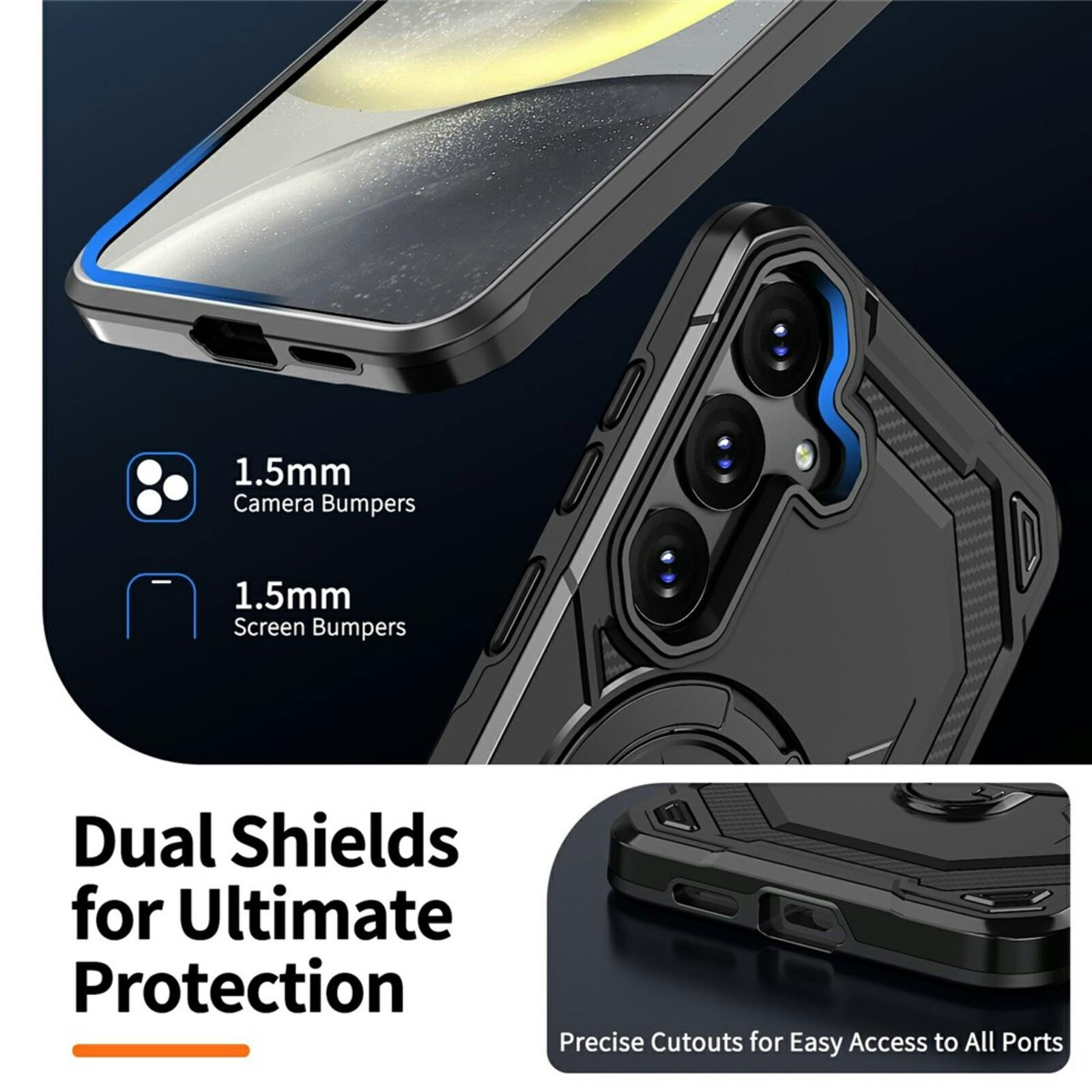 CaseBody Samsung Galaxy S26 Magnetic Kickstand Ring Hoesje Zwart