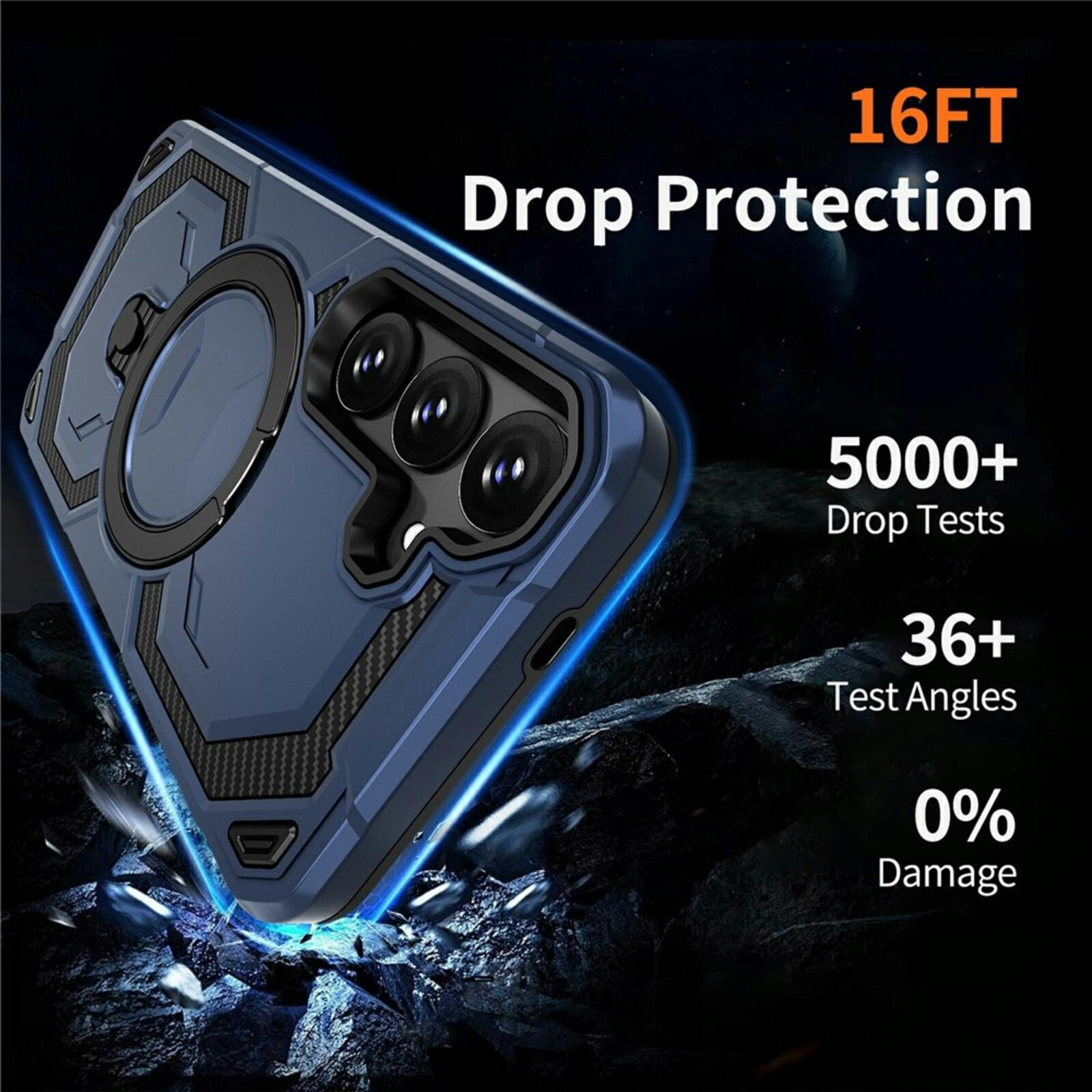 CaseBody Samsung Galaxy S26 Plus Magnetic Kickstand Ring Hoesje Blauw