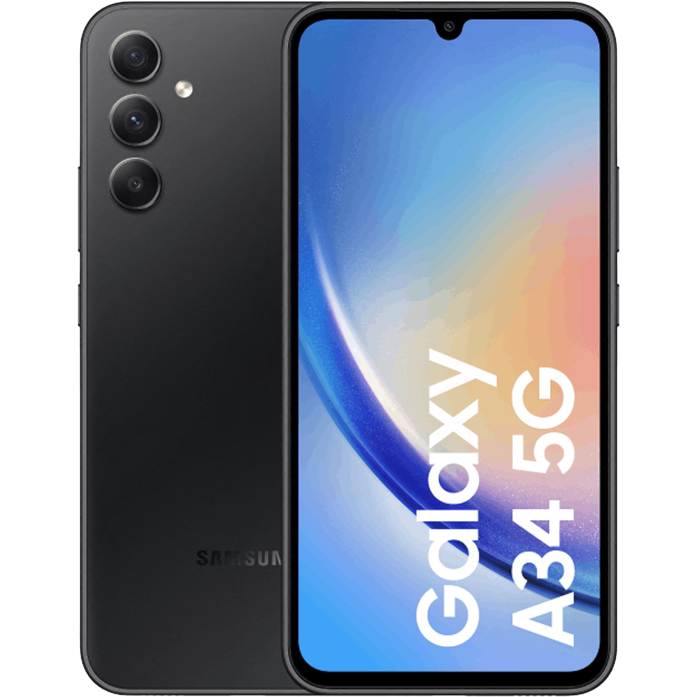 Samsung Galaxy A34 5G Awesome Black - Voorkant & achterkant