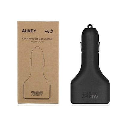 Aukey Autolader 4 USB Ports 9.6A Black