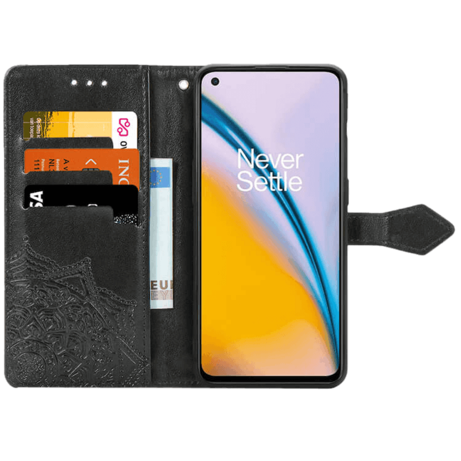 Comfycase OnePlus Nord 2 Butterfly Booklet Telefoonhoesje Zwart