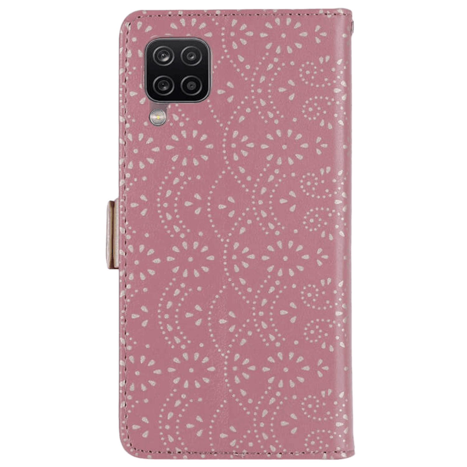 CaseBody Samsung Galaxy A12 Lace Zipper Portemonnee Hoesje Roségoud