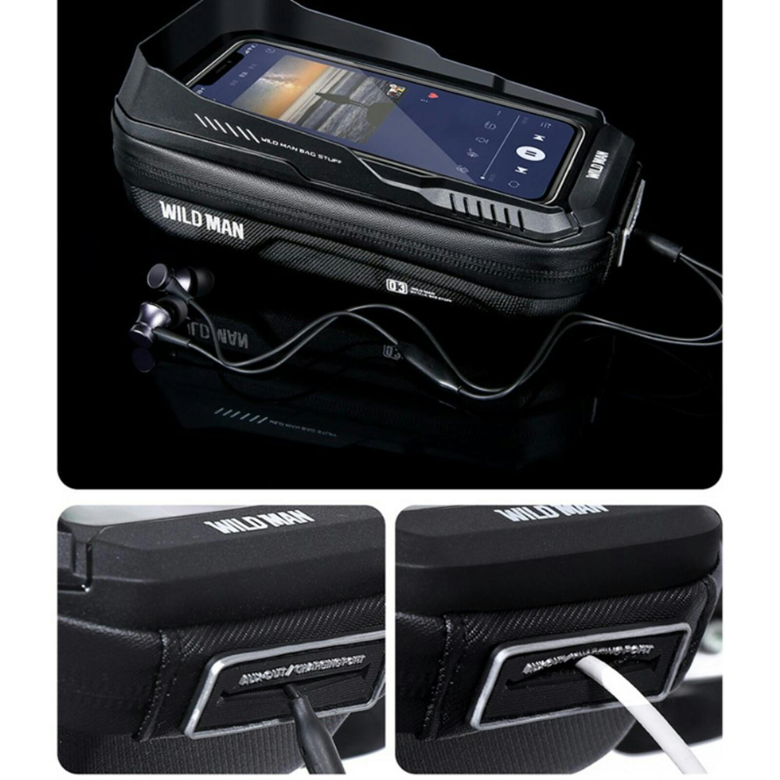Wild Man XT3S Waterproof Telefoonhouder Fiets Zwart
