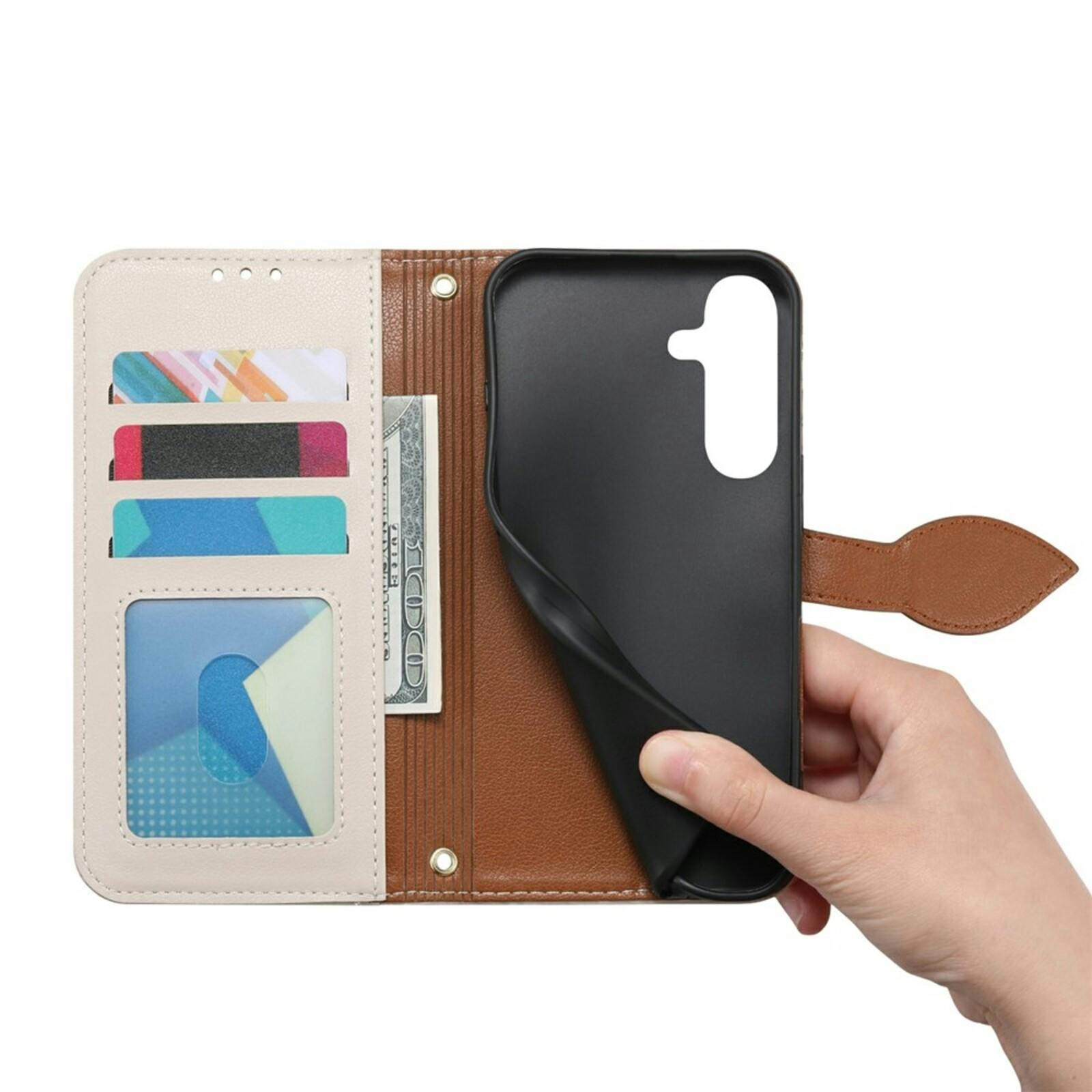 Comfycase Samsung Galaxy S26 FE Book Case met Bladsluiting en Polsband Beige