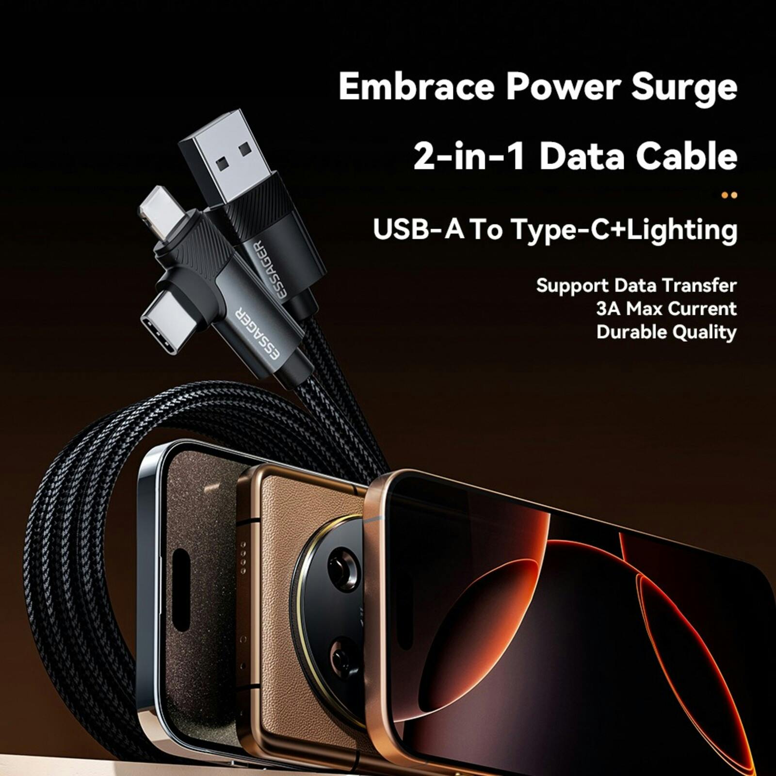 Joyroom USB-A naar Lightning of USB-C 90 Graden Kabel 1m