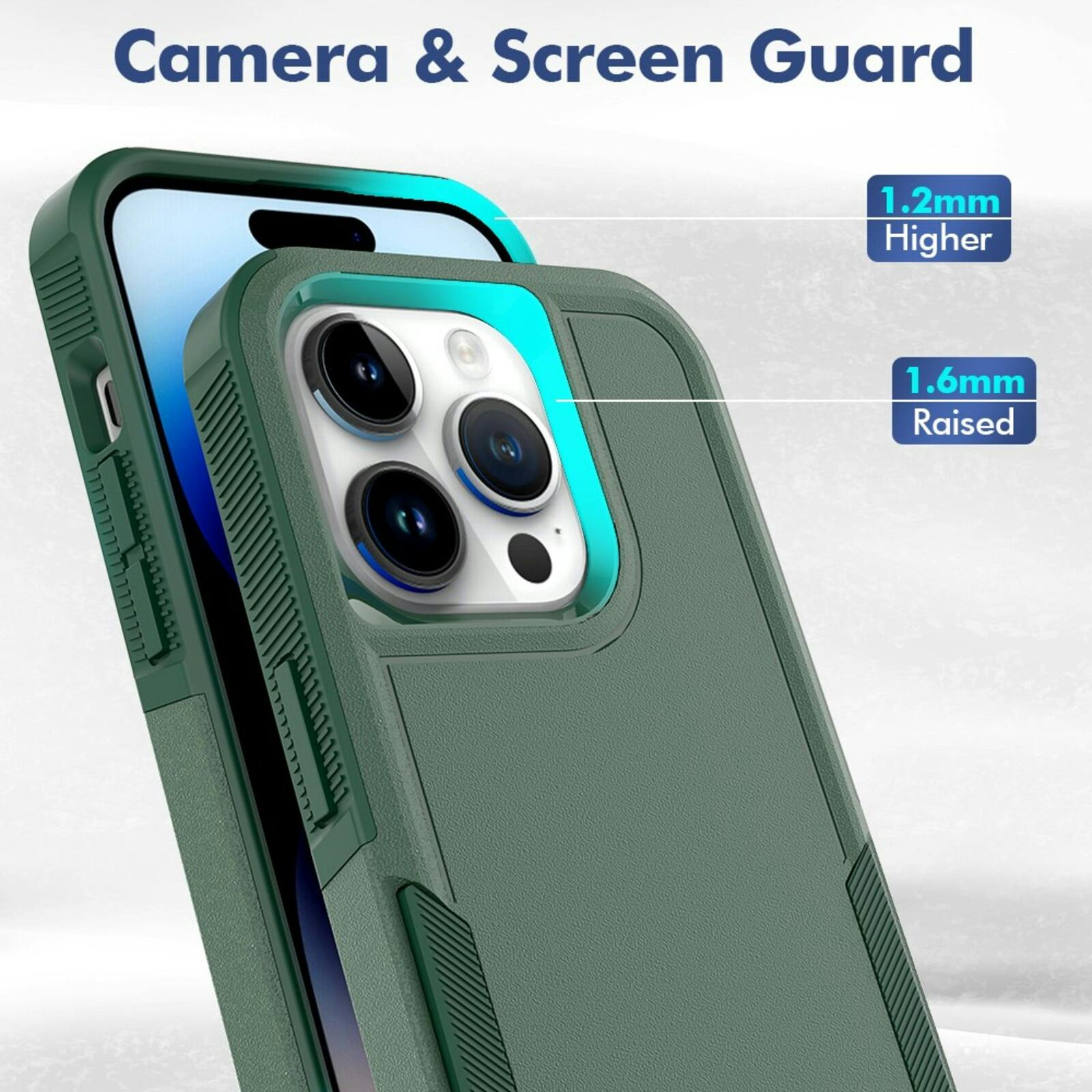 CaseBody Apple iPhone 15 Pro Rugged Armor Back Cover Donkergroen