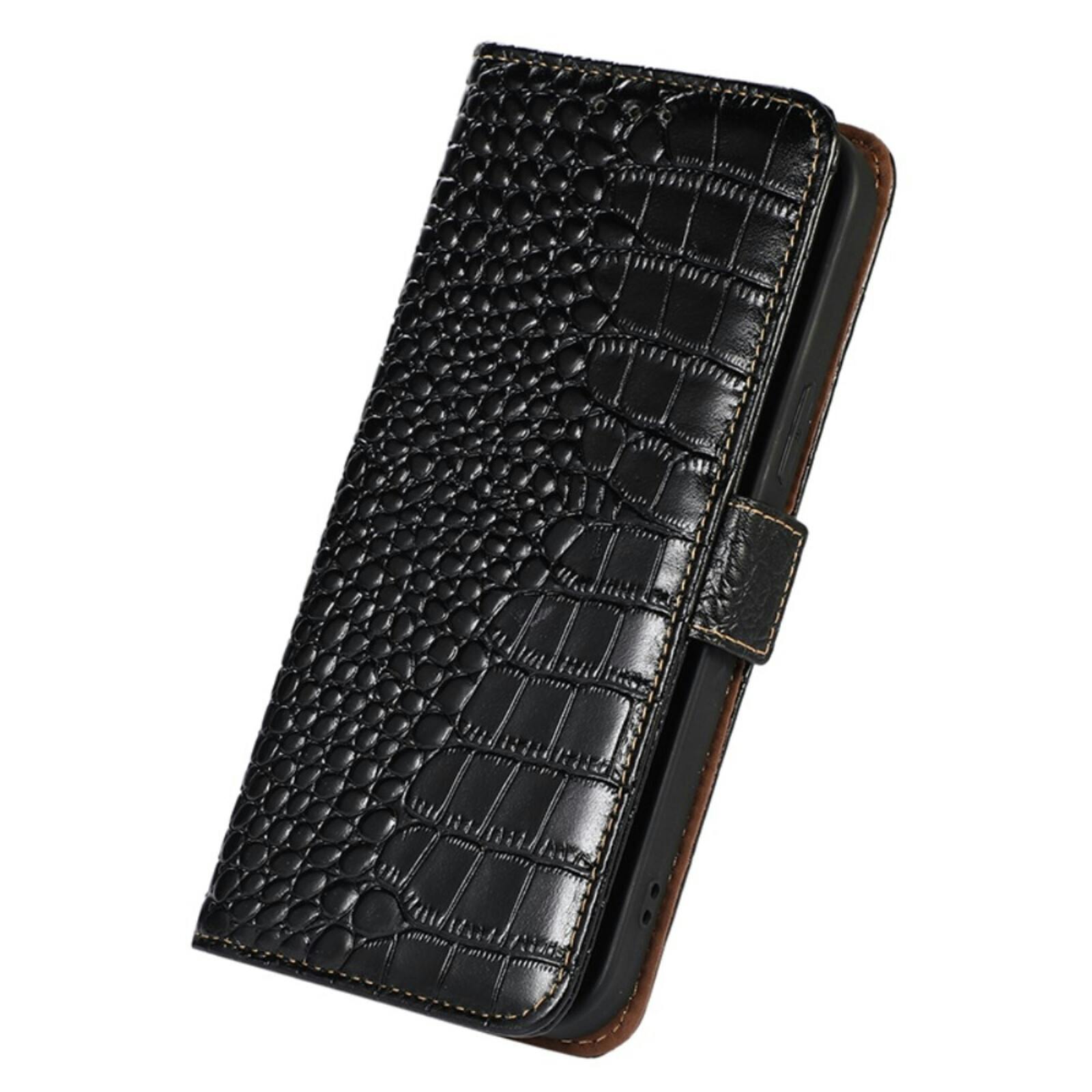 Mocaa Samsung Galaxy S25 / S24 Croco Book Case Leer Zwart