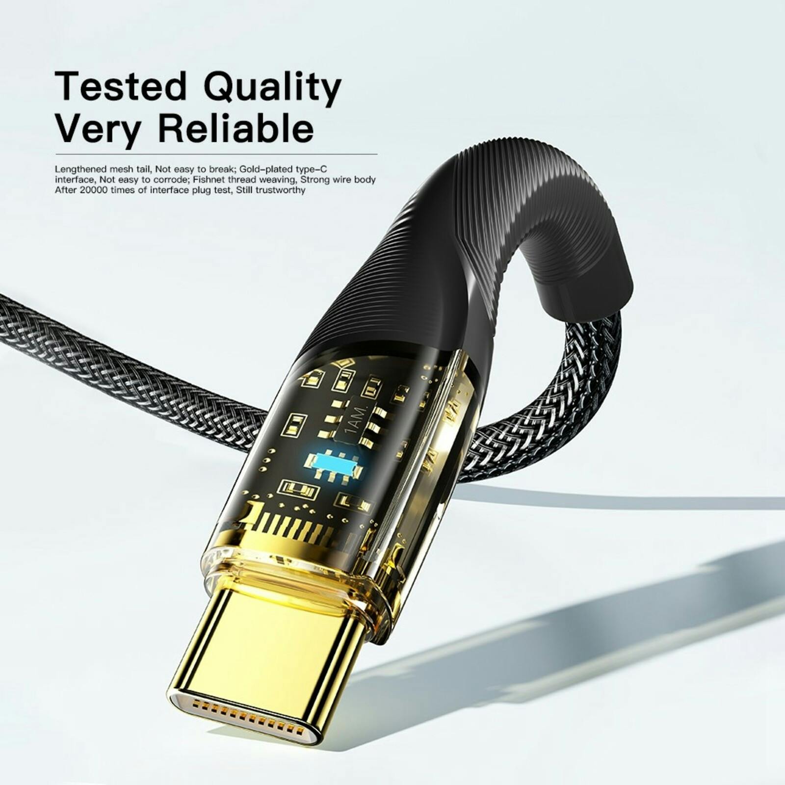 Essager 100W Power Delivery Oplaadkabel USB-C naar USB-C Goud 1m