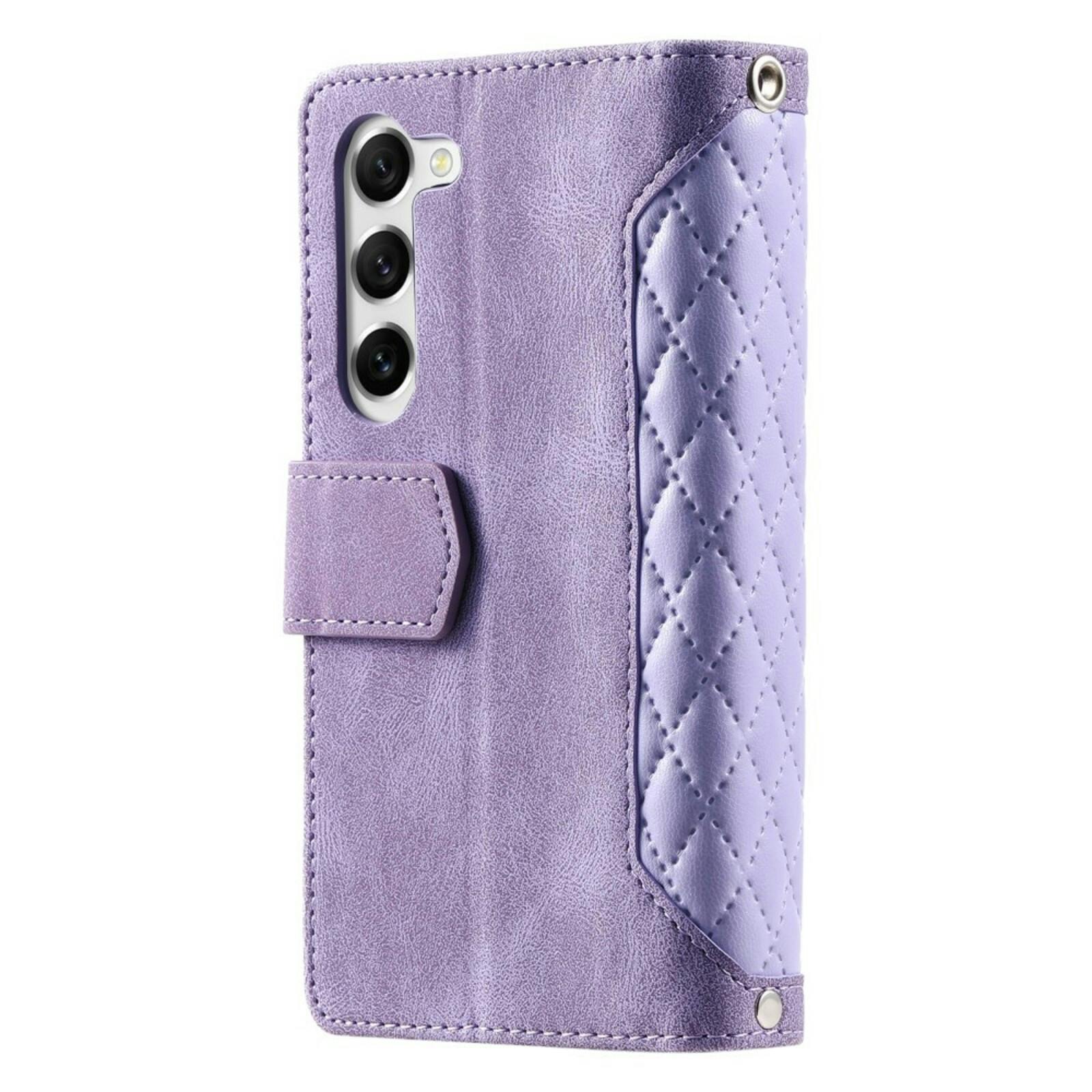 Comfycase Samsung Galaxy S23 Zipper Wallet Hoesje met Polskoord Paars