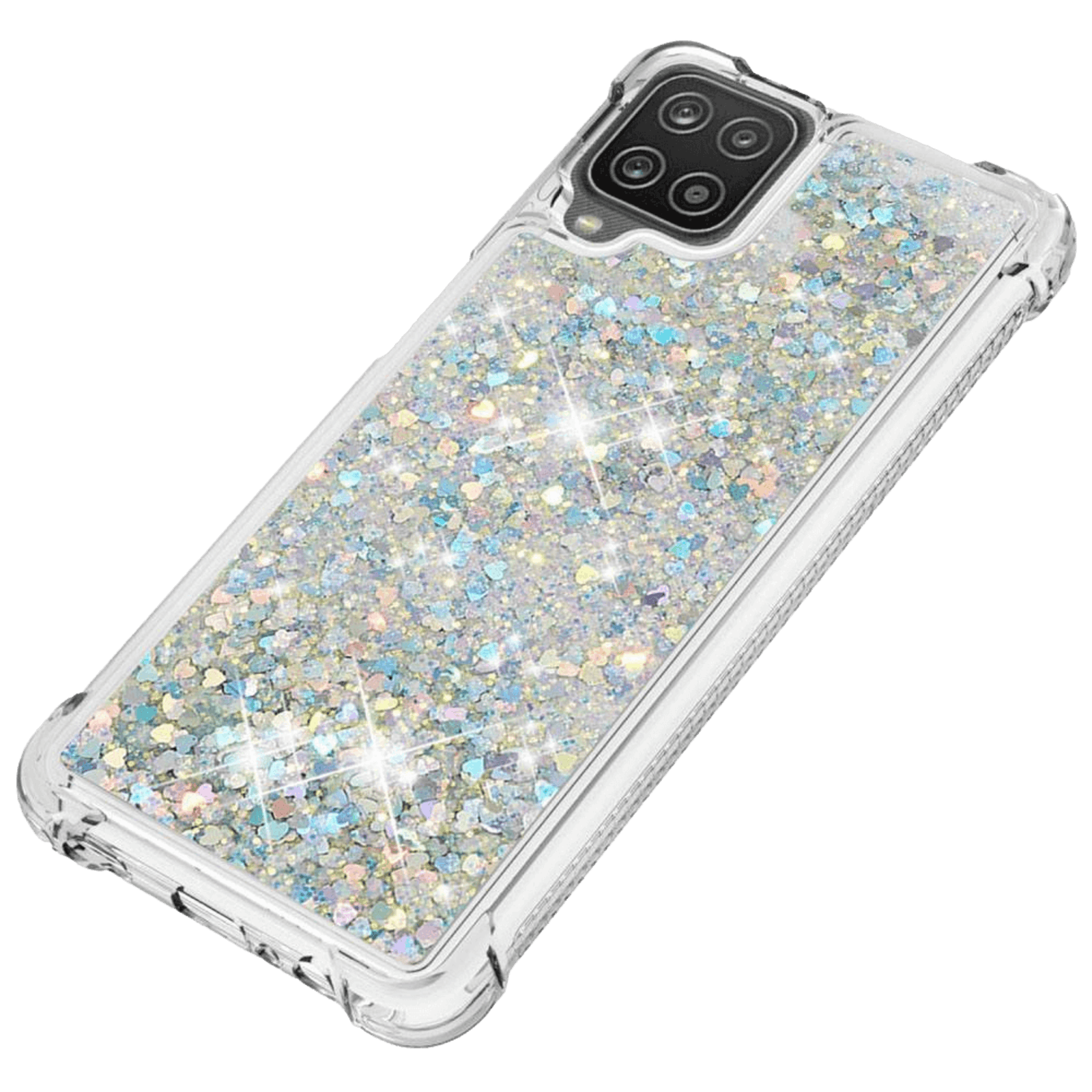 Mocaa Samsung Galaxy A12 Valbestendig Glitter Hoesje Zilver