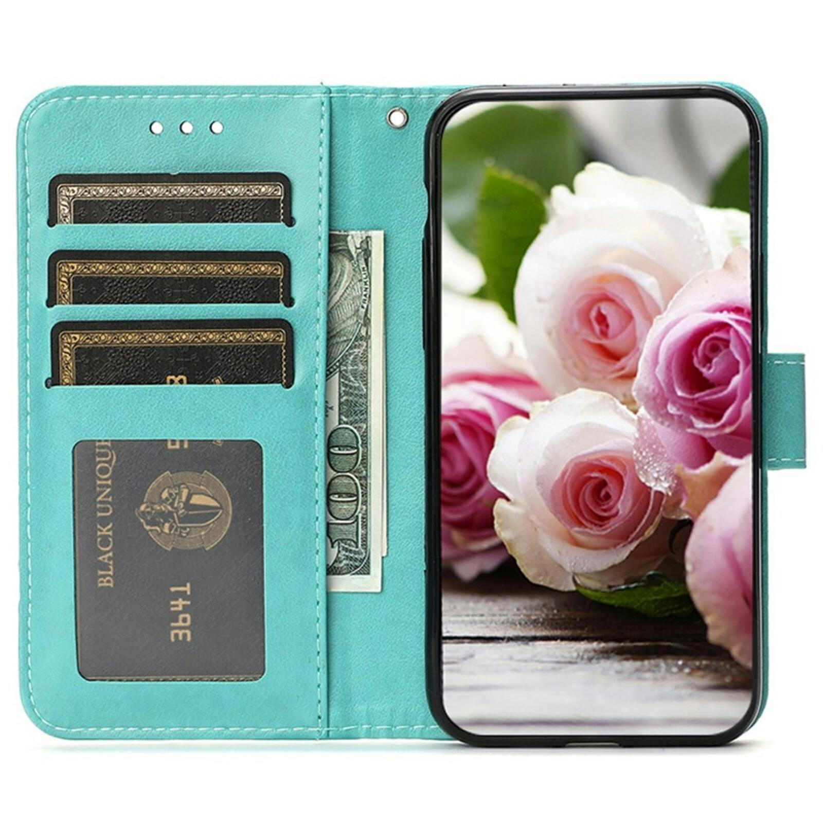 Comfycase Samsung Galaxy A27 Roses Bookcase Hoesje Groen