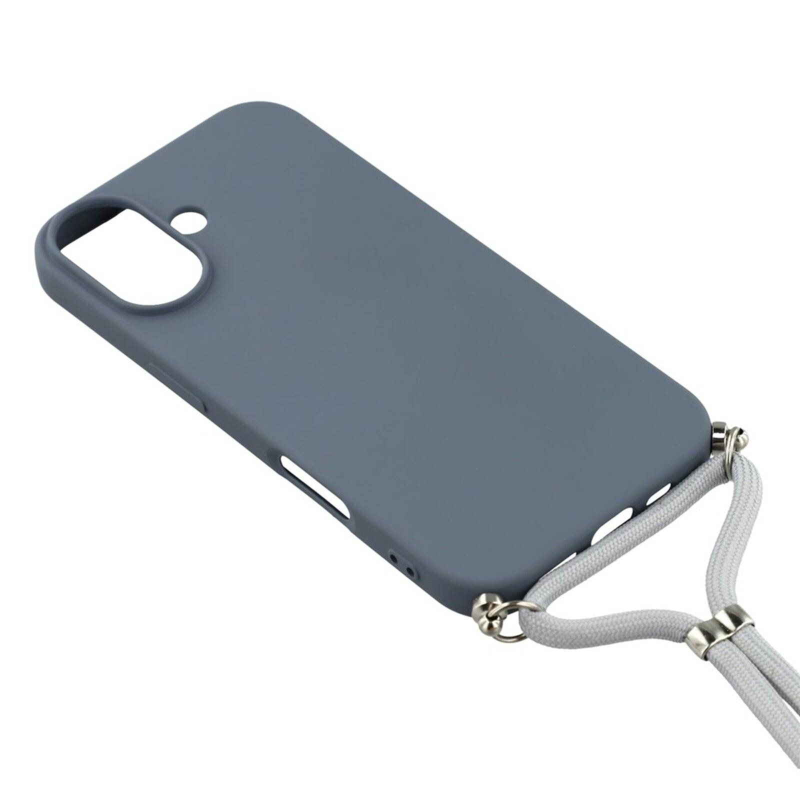 Mocaa Apple iPhone 17 Hoesje met Koord Blauwgrijs