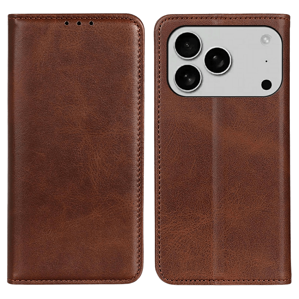 CaseBody Apple iPhone 17 Pro Max Real Leather Wallet Hoesje Bruin