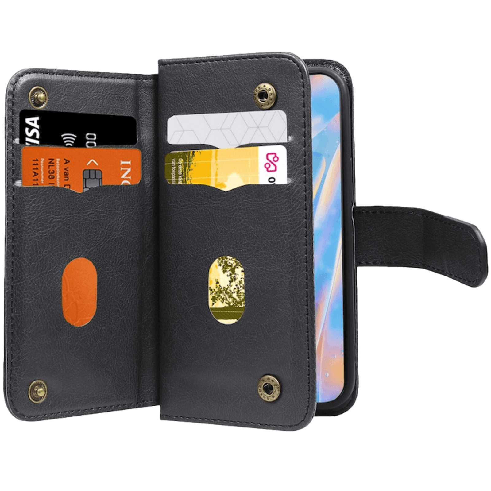 TwoTone iPhone 12 (Pro) Luxury Wallet Zwart