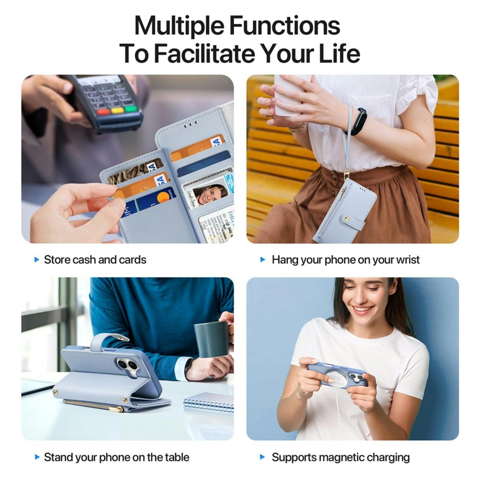 DUX DUCIS Apple iPhone 17 Premium 2-in-1 Bookcase met MagSafe Hoesje Lichtblauw