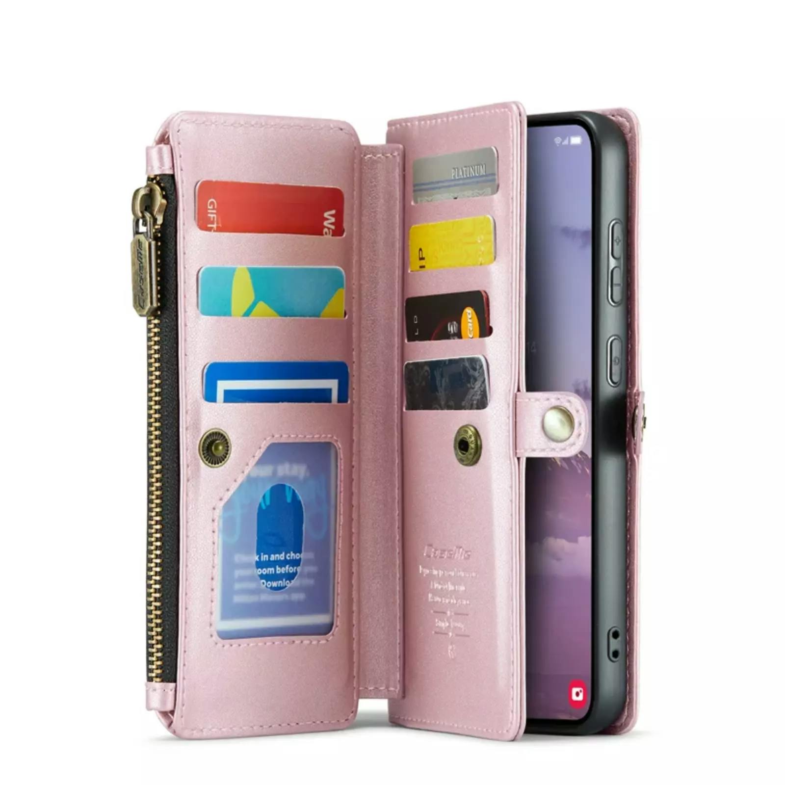 Caseme Samsung S24 FE Clutch Wallet met Koord Roze