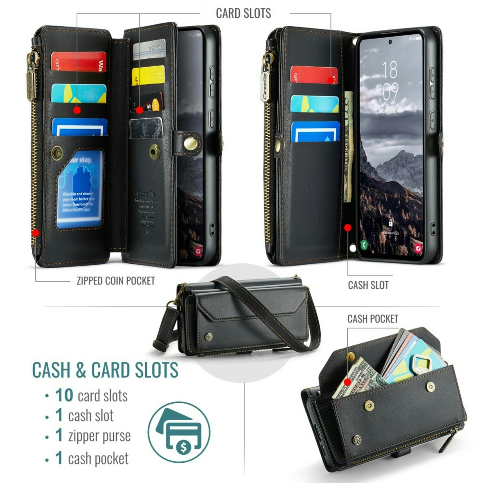 Caseme Samsung S24 FE Clutch Wallet met Koord Zwart