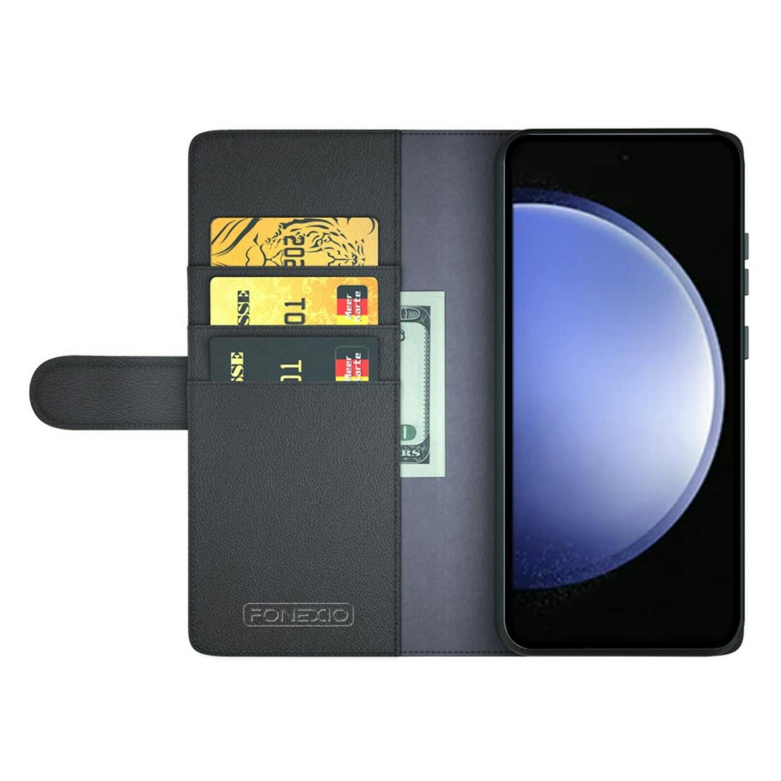 Fonexio Samsung S23 FE Luxe Lederen Book Case Zwart