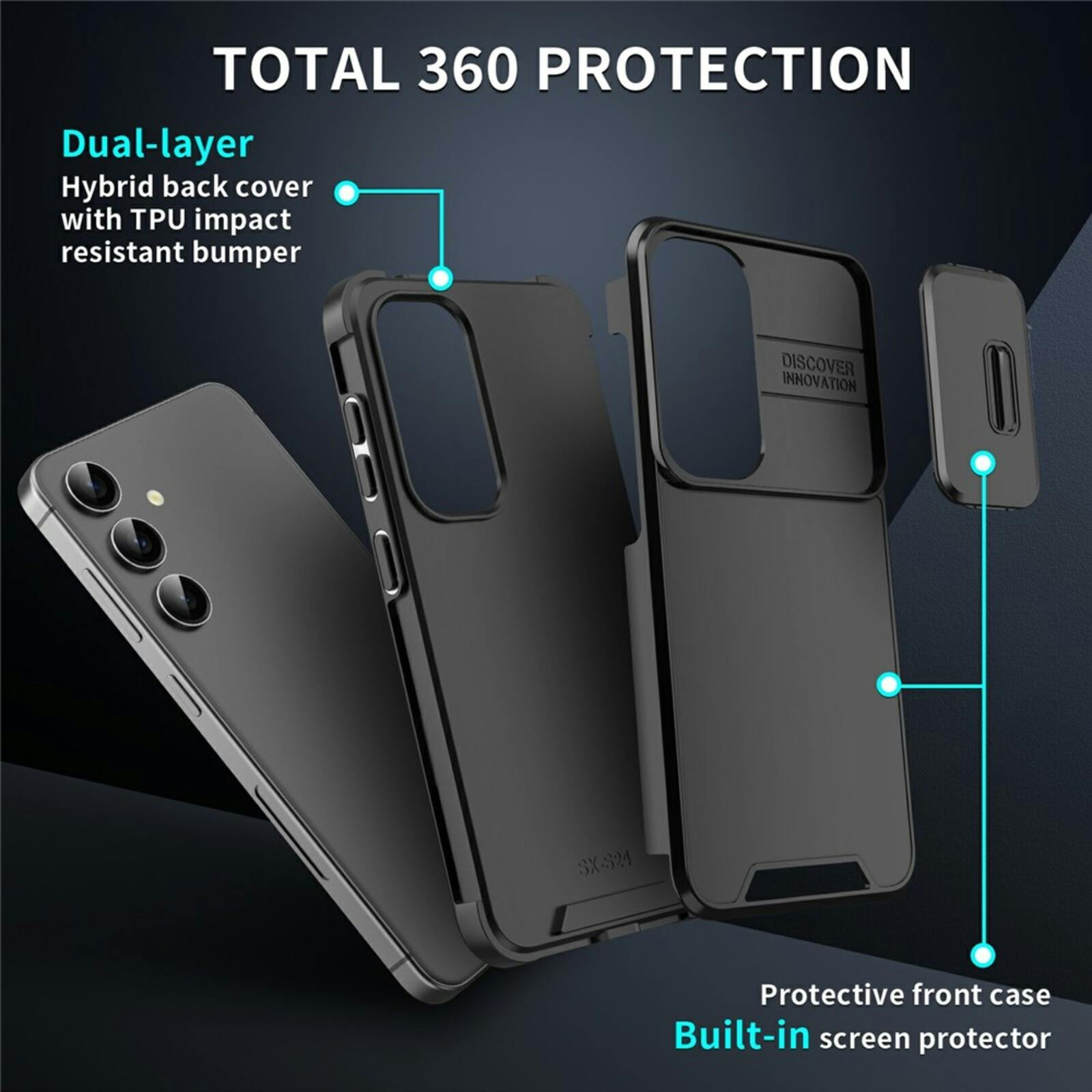 Comfycase Samsung Galaxy A57 Stevig Beschermhoesje met Camerabeschermer Zwart