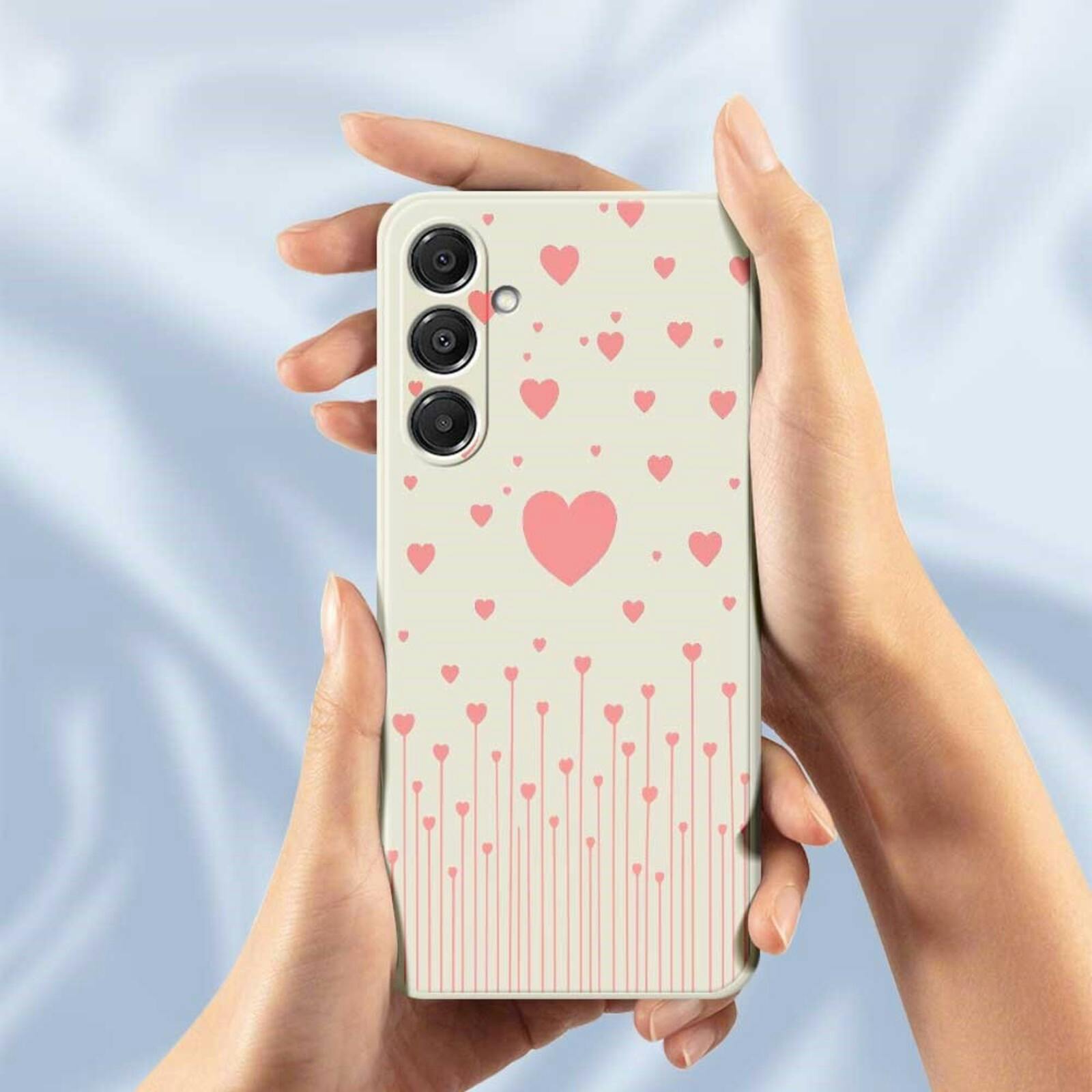 Mocaa Samsung Galaxy A57 Beschermhoesje Hartjes Wit