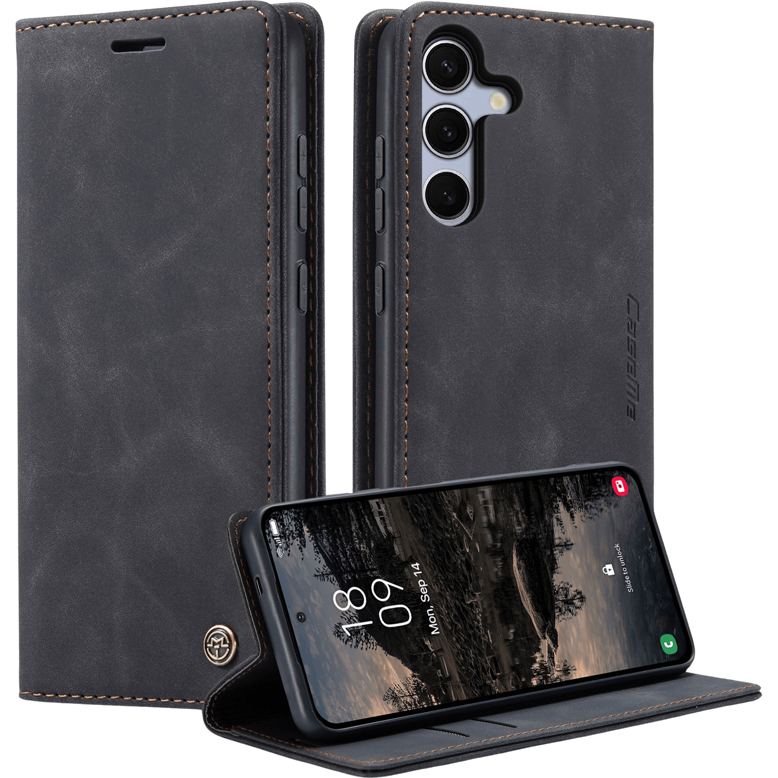 Caseme Samsung Galaxy S25 FE Business Bookcase Hoesje Zwart