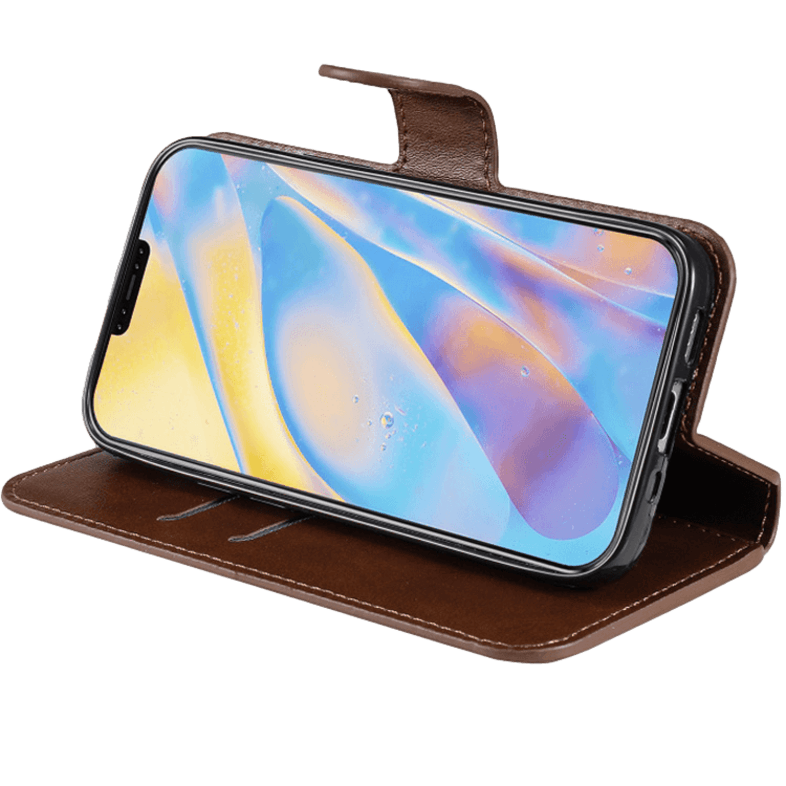 Mocaa iPhone 12 (Pro) Slim-Fit Boek Hoesje Bruin