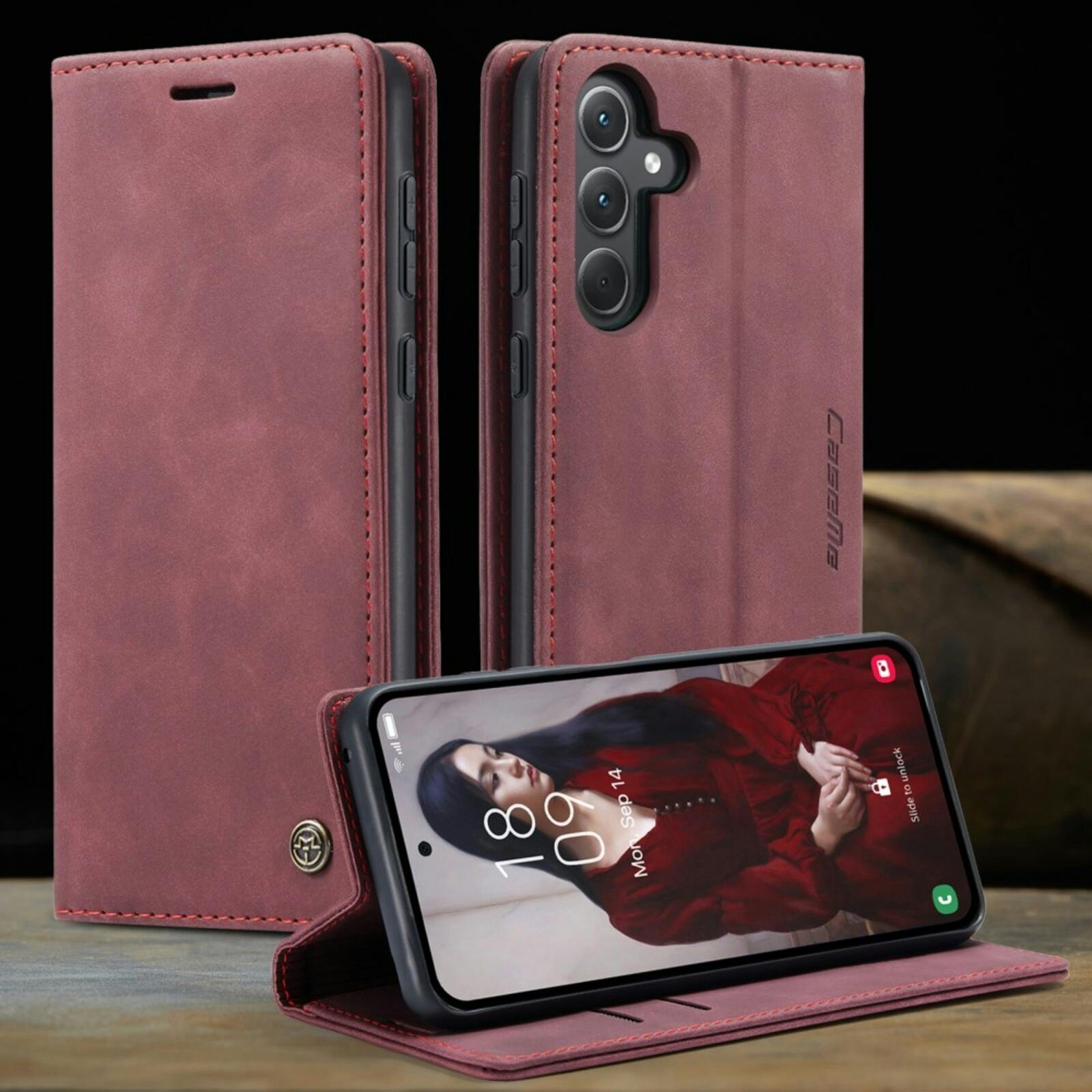 Caseme Samsung Galaxy A56 Business Bookcase Hoesje Rood