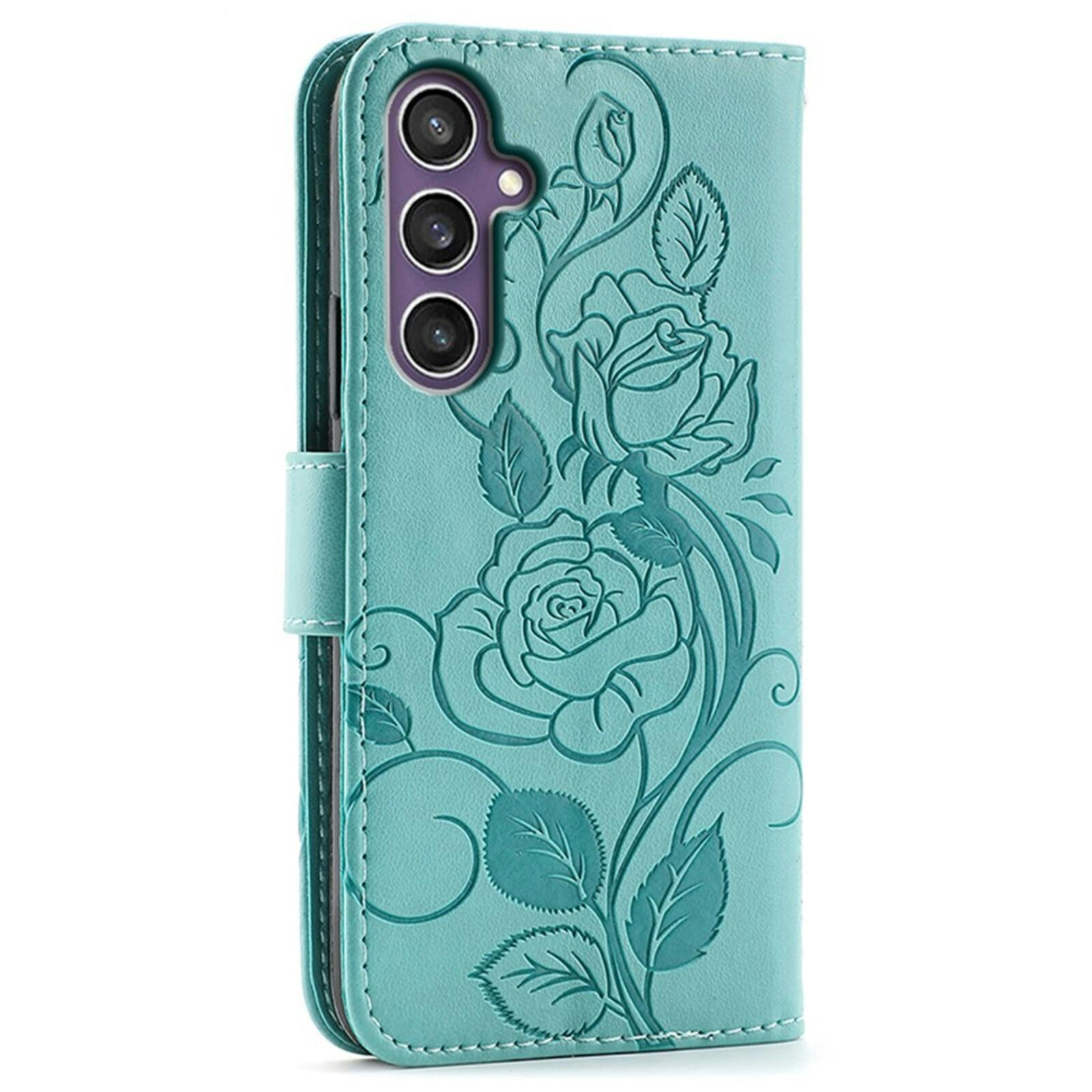 Comfycase Samsung Galaxy A27 Roses Bookcase Hoesje Groen