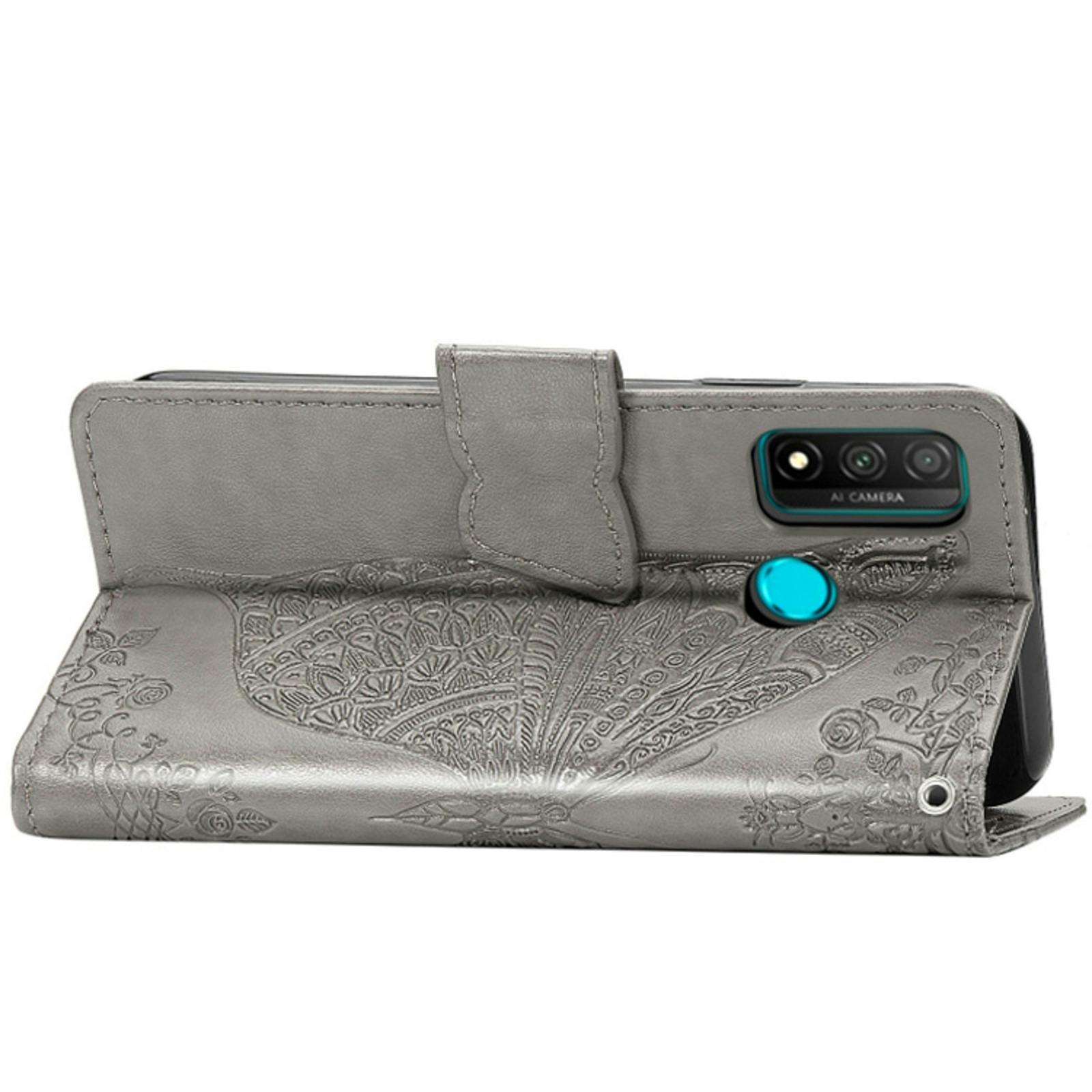 Comfycase P Smart 2020 Butterfly Booklet Telefoonhoesje Grijs