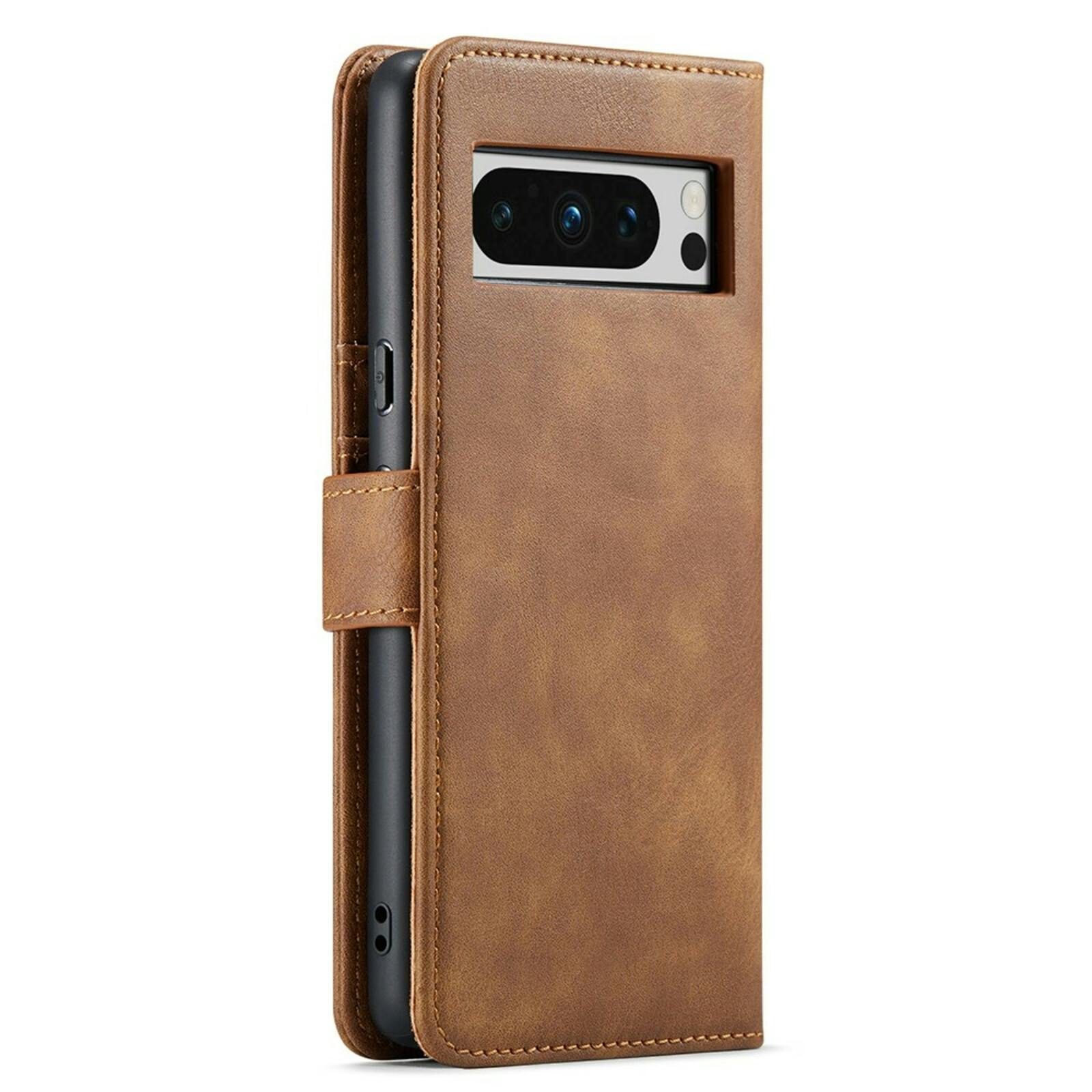 DG.MING Google Pixel 8 Pro Lederen 2-in-1 Wallet Hoesje Bruin