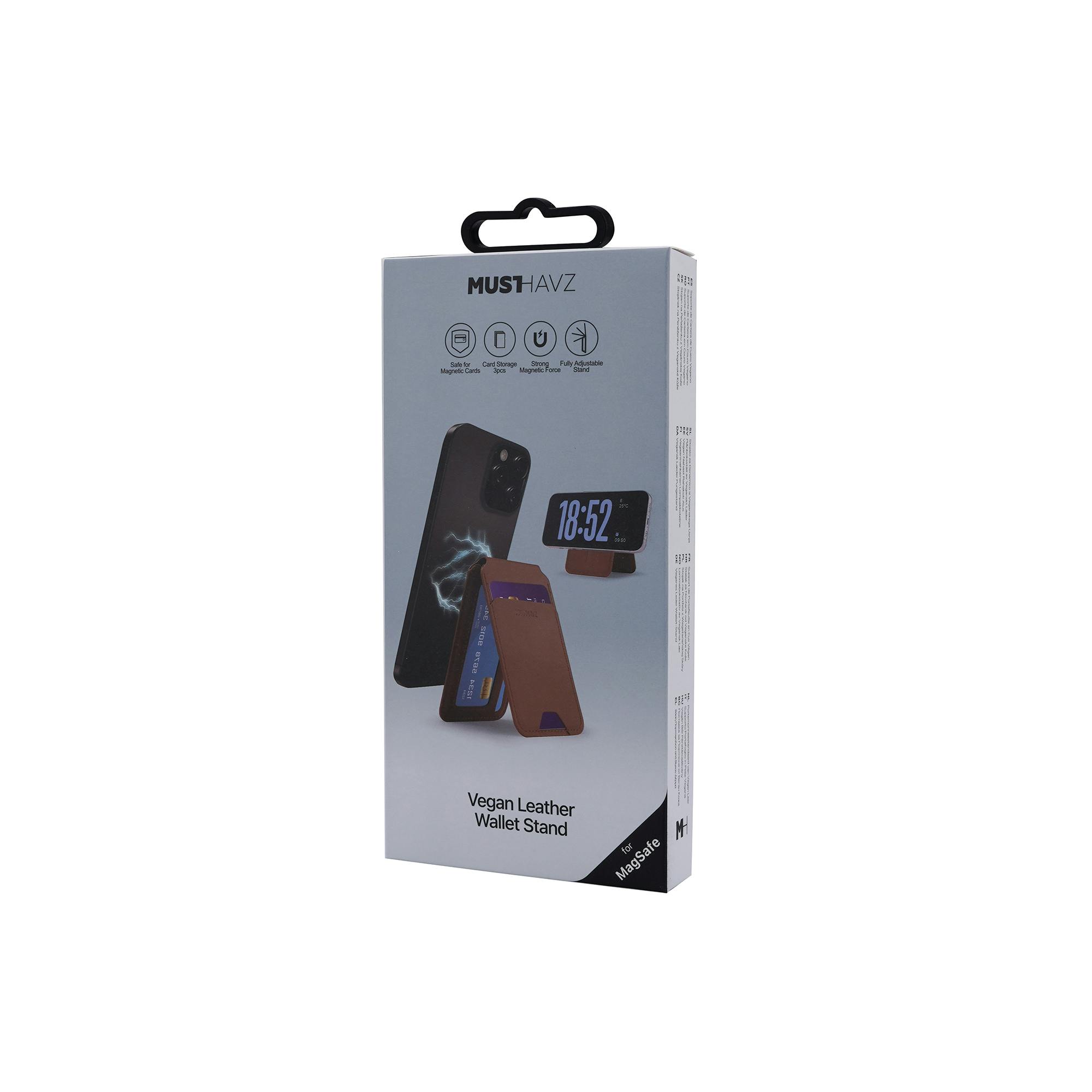 Musthavz MagSafe Vegan Leather Wallet Stand Bruin