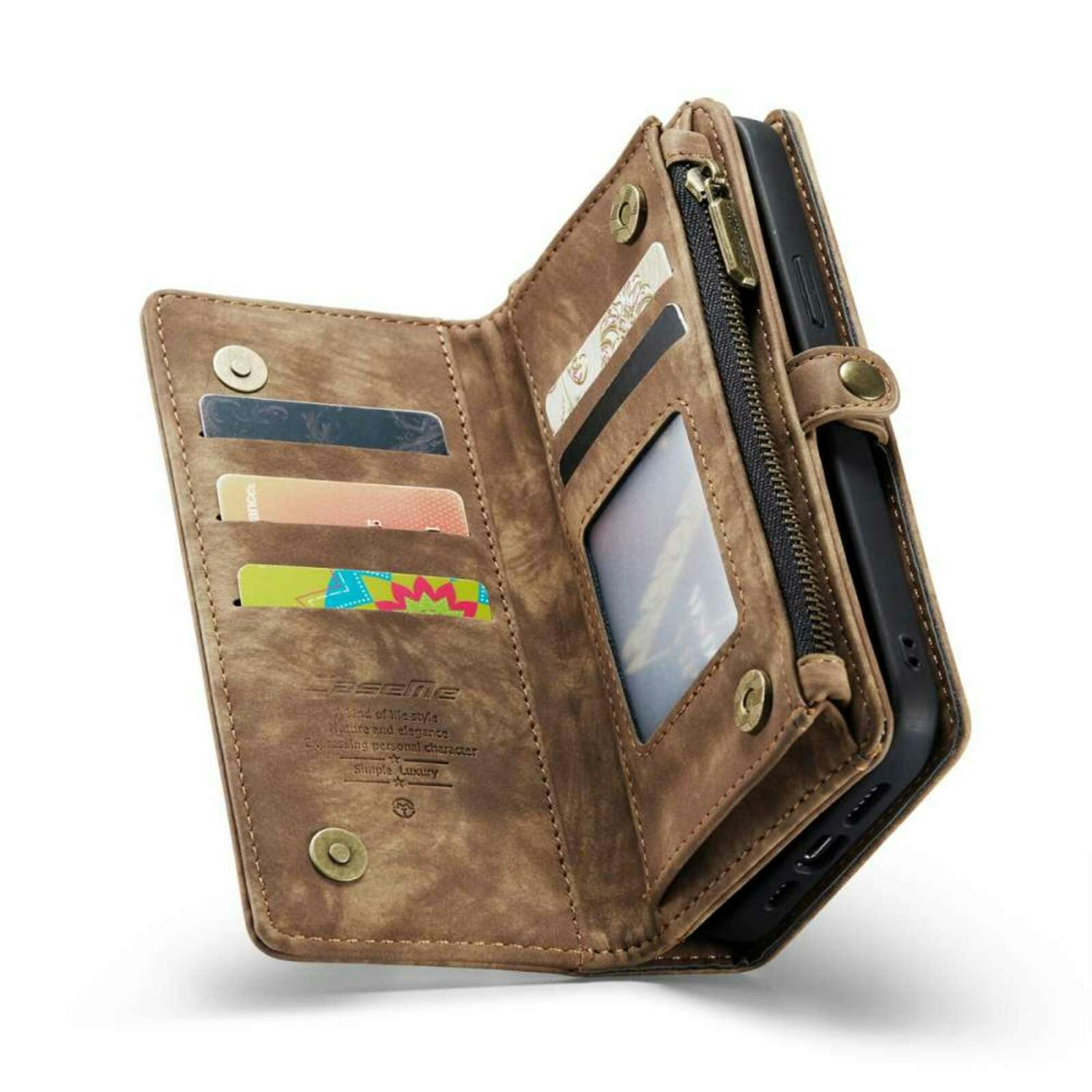 Caseme iPhone 14 Plus Vintage Portemonnee Hoesje Bruin