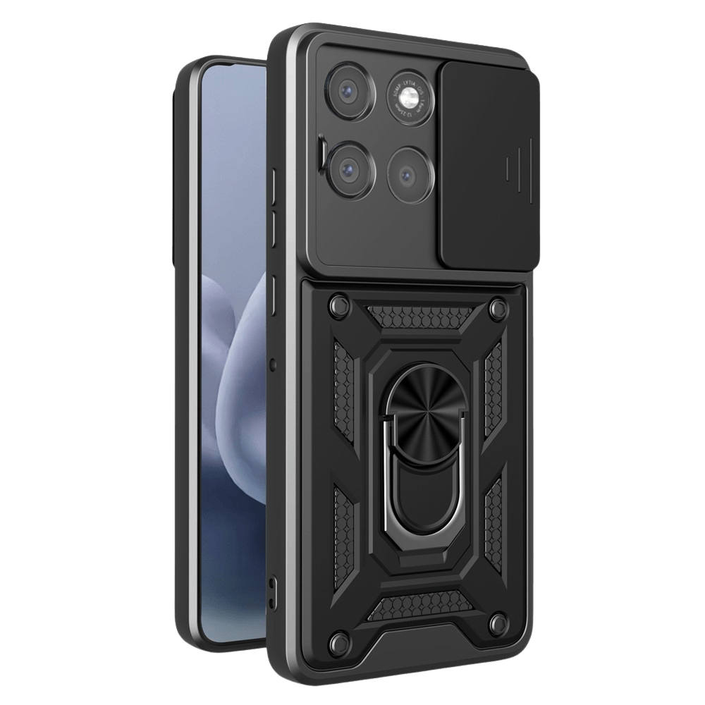 CaseBody Motorola Moto G67 Shield Case met Camera-schuif Zwart