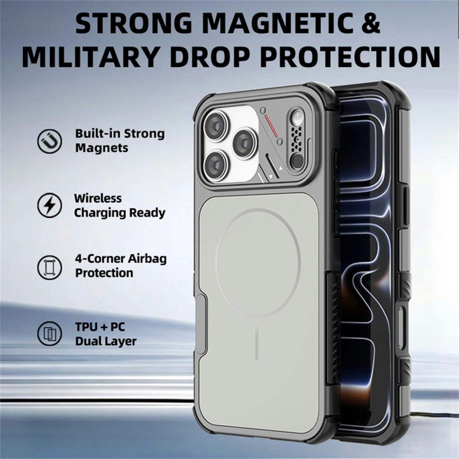 CaseBody Apple iPhone 17 Pro / 18 Pro Shockproof MagSafe Back Cover Grijs