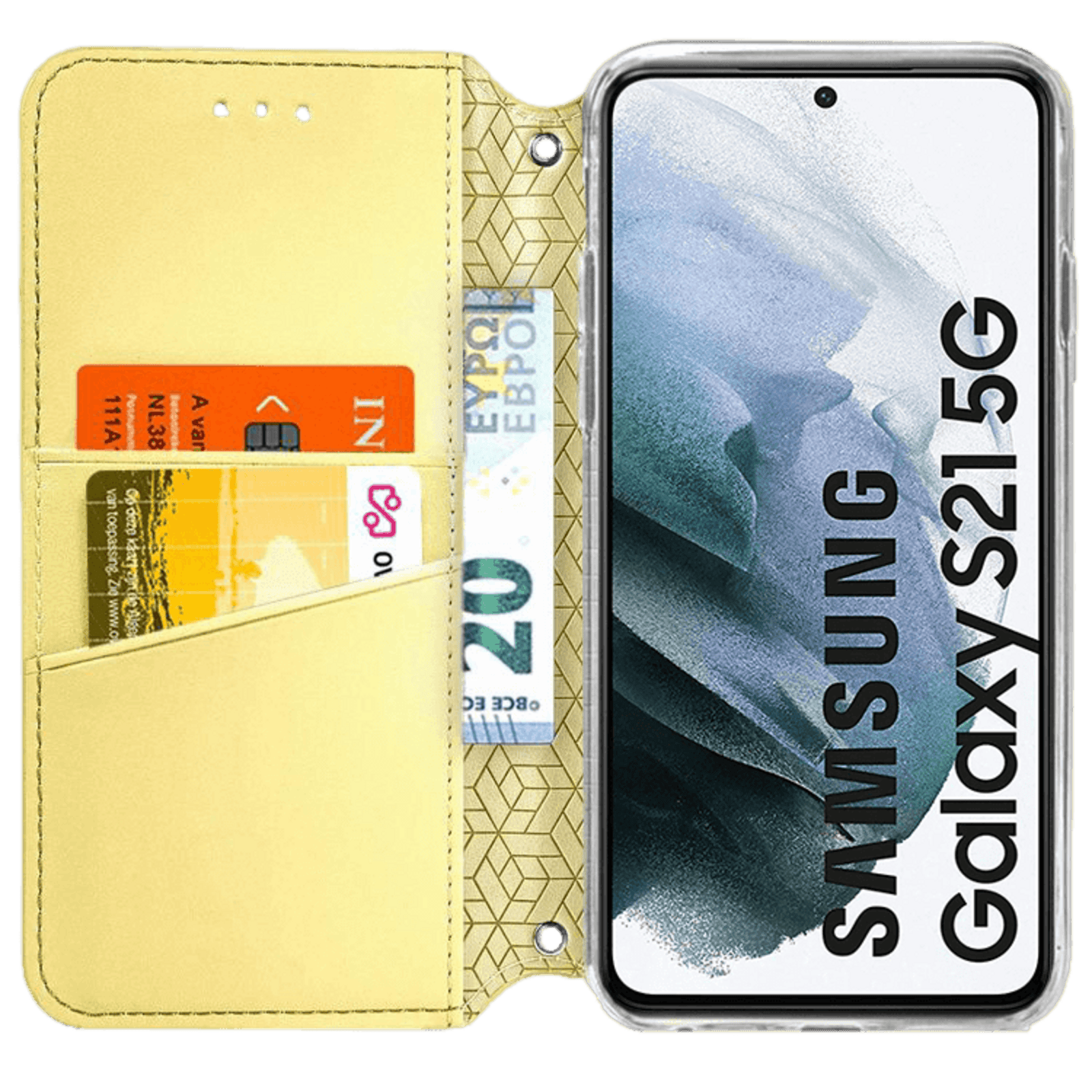 Mocaa Samsung Galaxy S21 Magnetic Mandala Wallet Geel