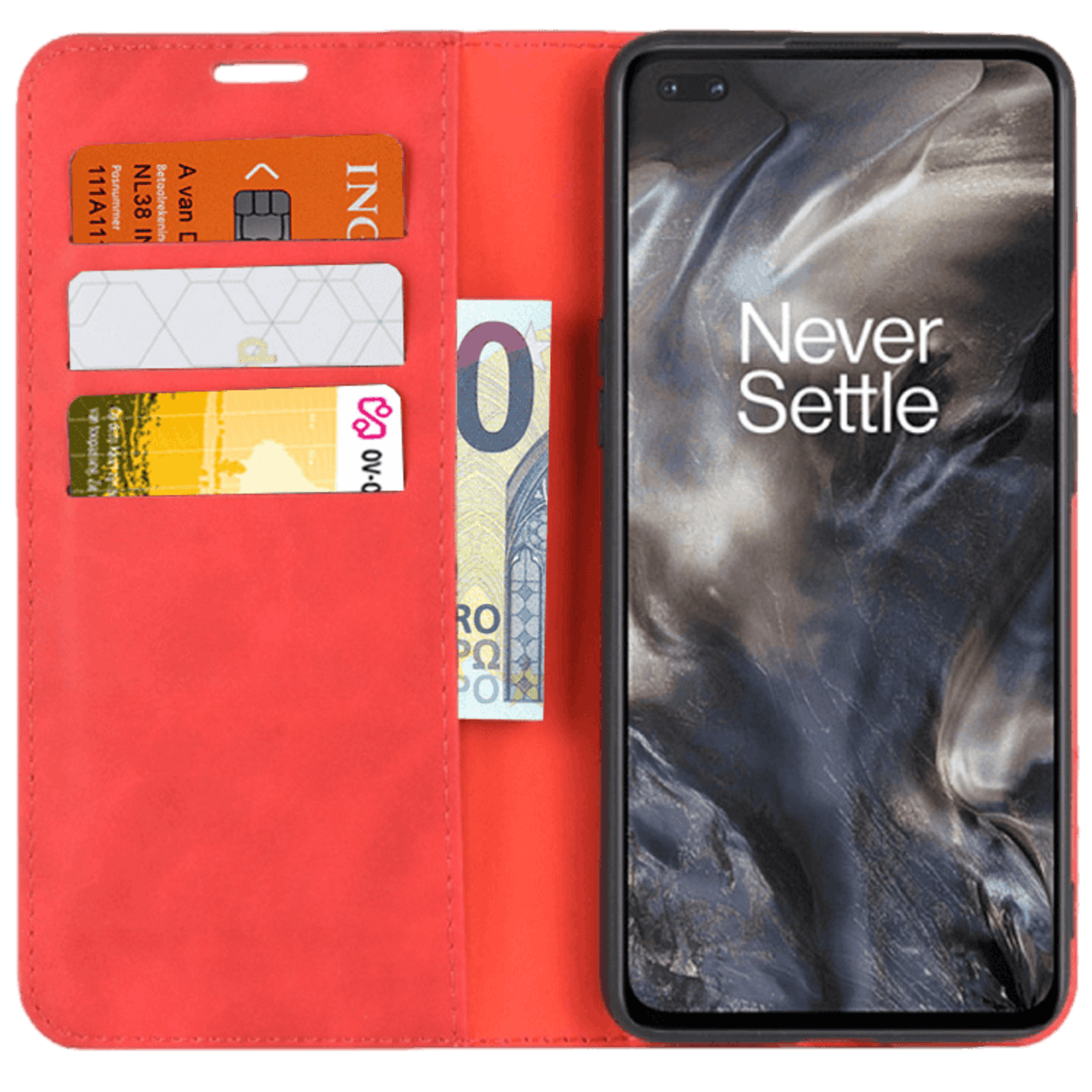 Mocaa OnePlus Nord Magnetisch Slim-Fit Hoesje Rood