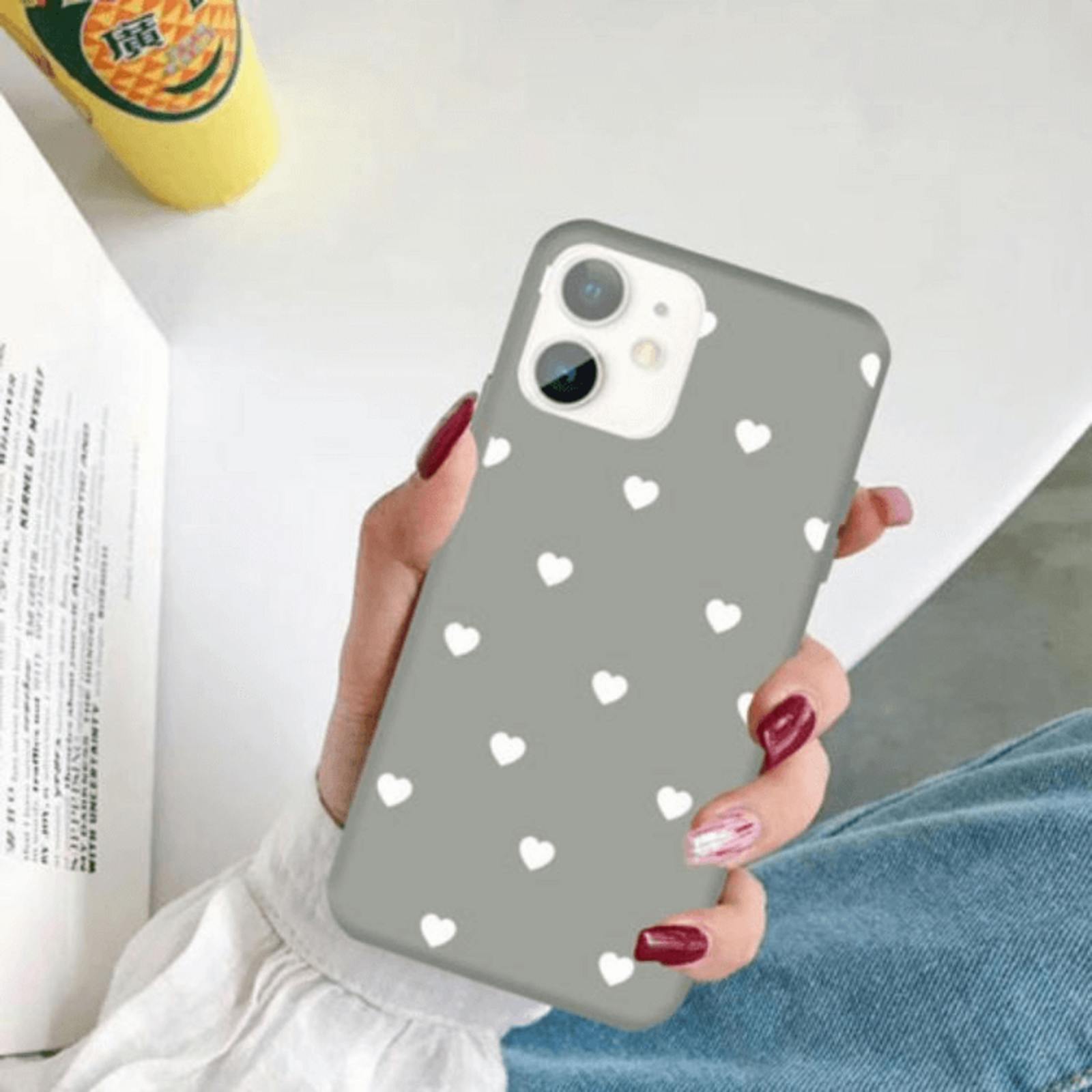 Mocaa iPhone 11 Designz Hearts Case Grijs