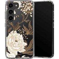 Selencia Galaxy S23 Plus Fashion Hoesje Golden Flowers - Voorkant