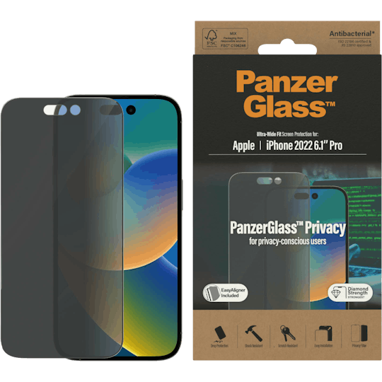 PanzerGlass iPhone 14 Pro Ultra-Wide Fit Screenprotector Privacy
