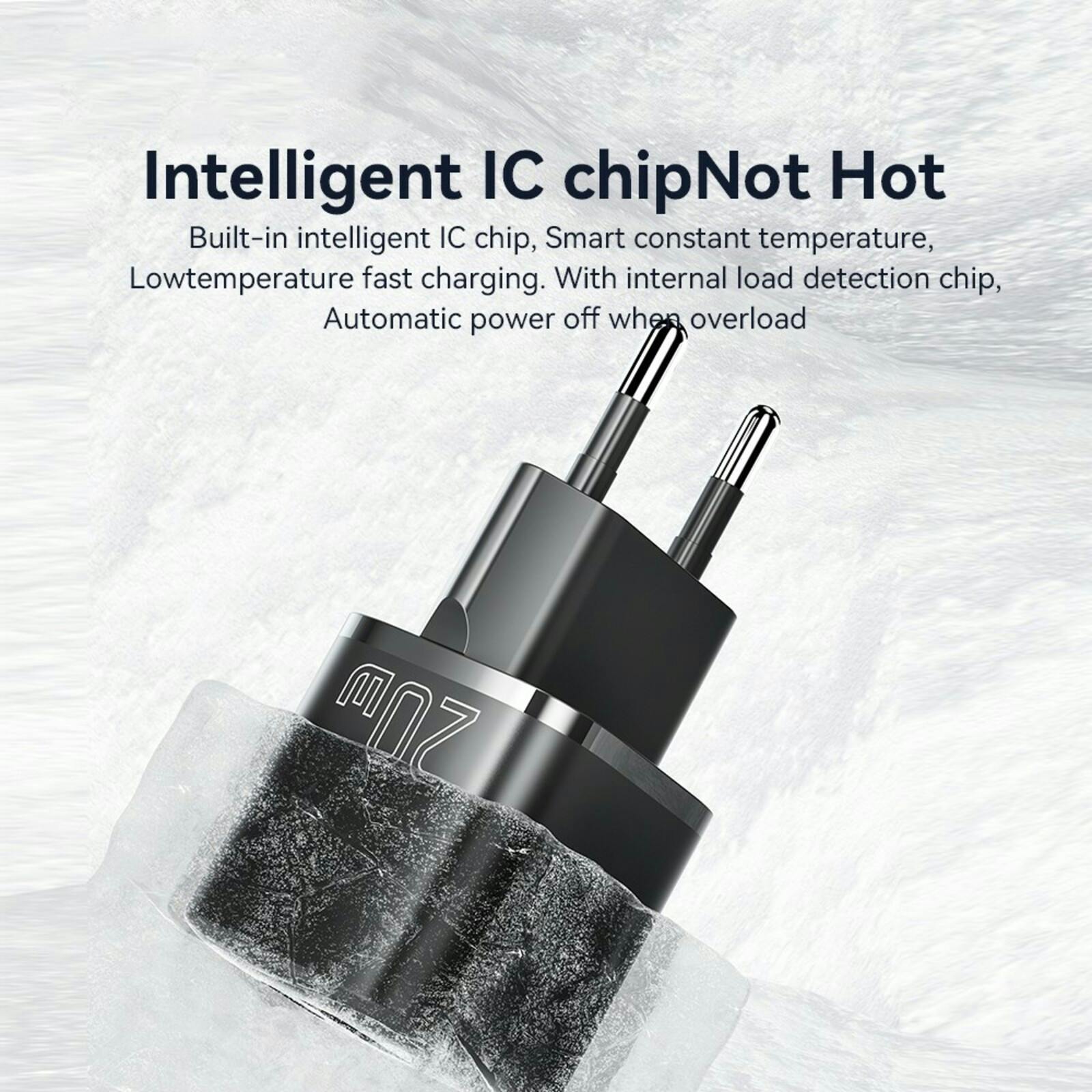 Essager 20W USB-A + USB-C Compact Power Adapter Zwart