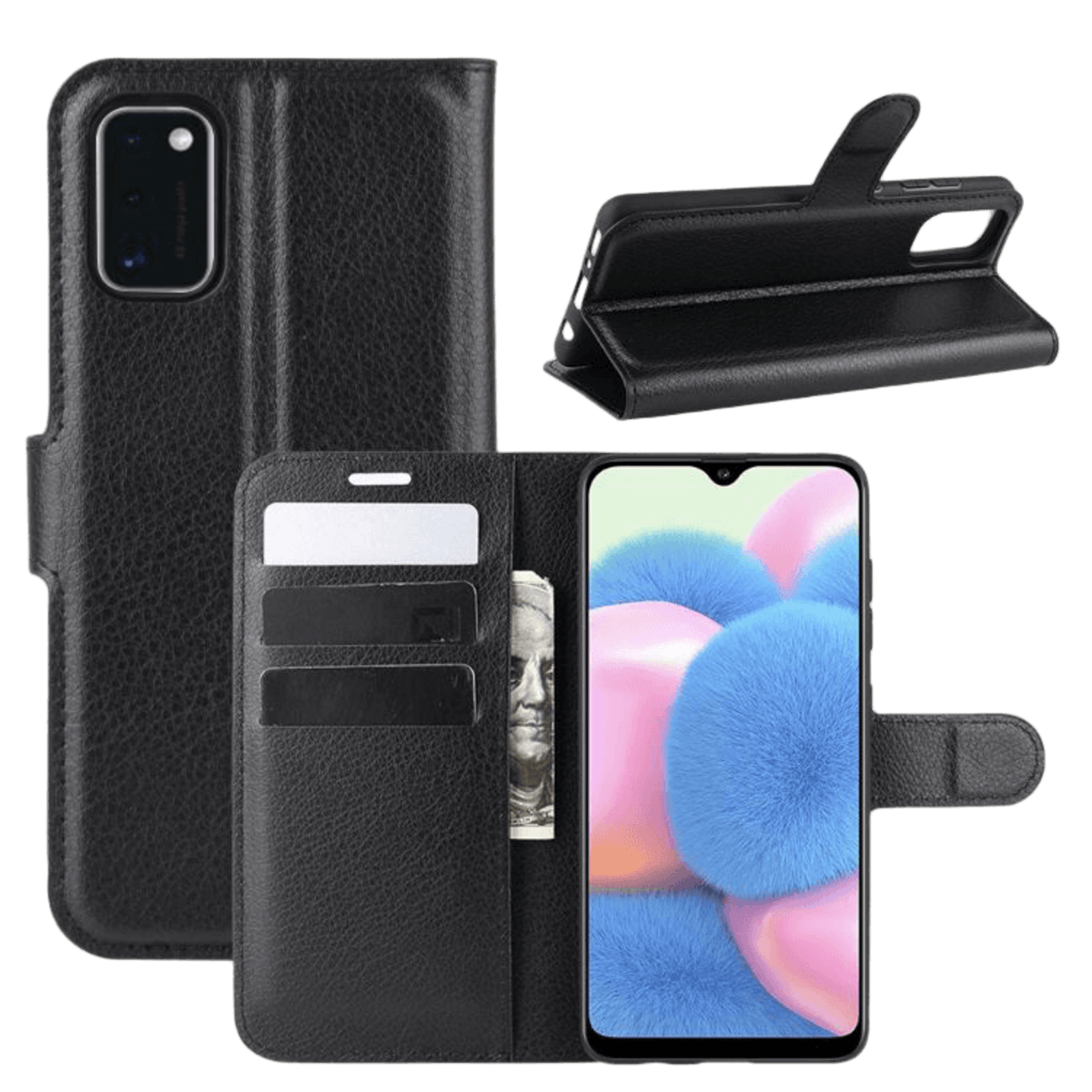 Mocaa Samsung Galaxy A41 Portemonnee Hoesje Pasjes Zwart