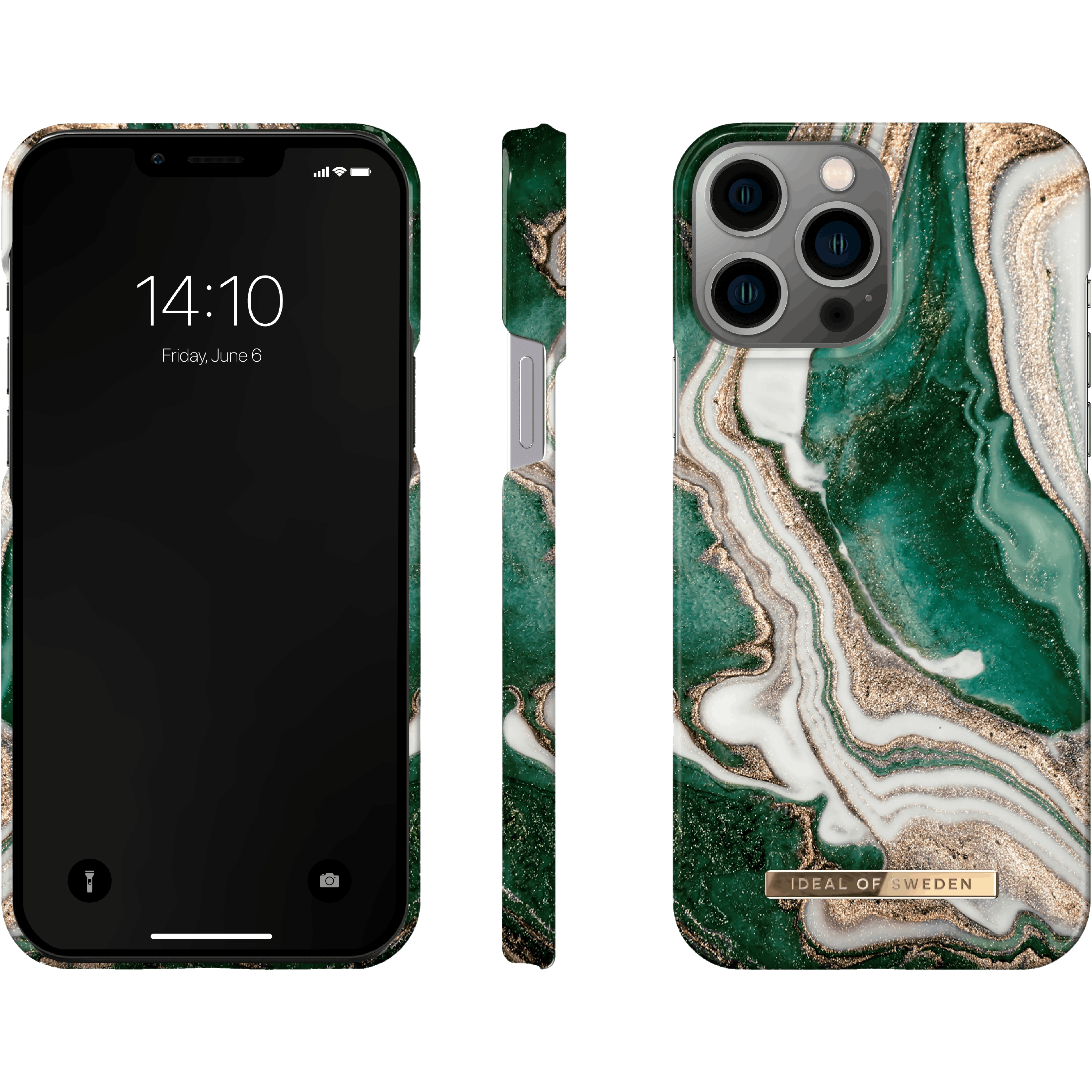 Ideal of Sweden iPhone 14 Pro Max Fashion Hoesje Golden Jade Marble