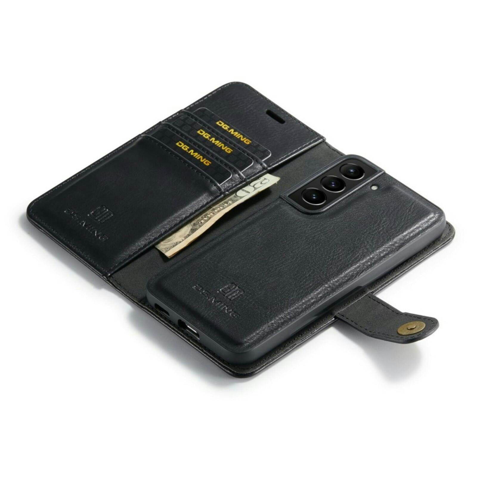 DG.MING Samsung S23 Lederen 2-in-1 Wallet Hoesje Zwart