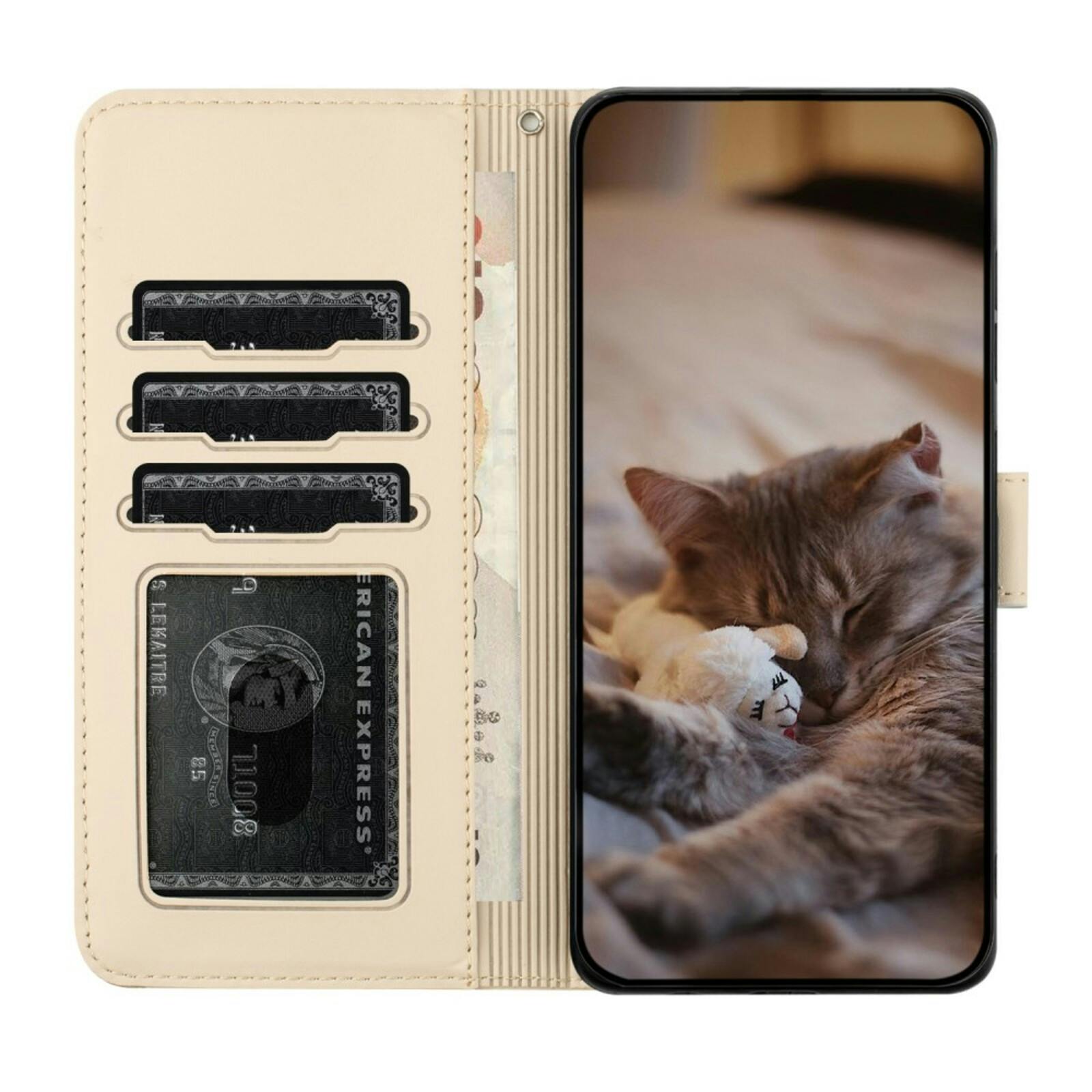 Comfycase Samsung S23 FE Bookcase Hoesje Katten Abrikoos
