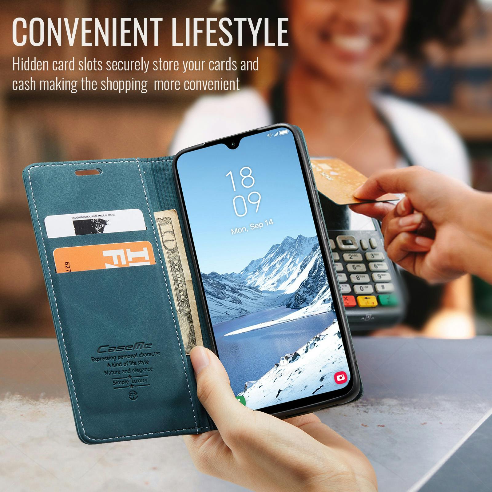 Caseme Samsung Galaxy A37 Business Bookcase Hoesje Blauw