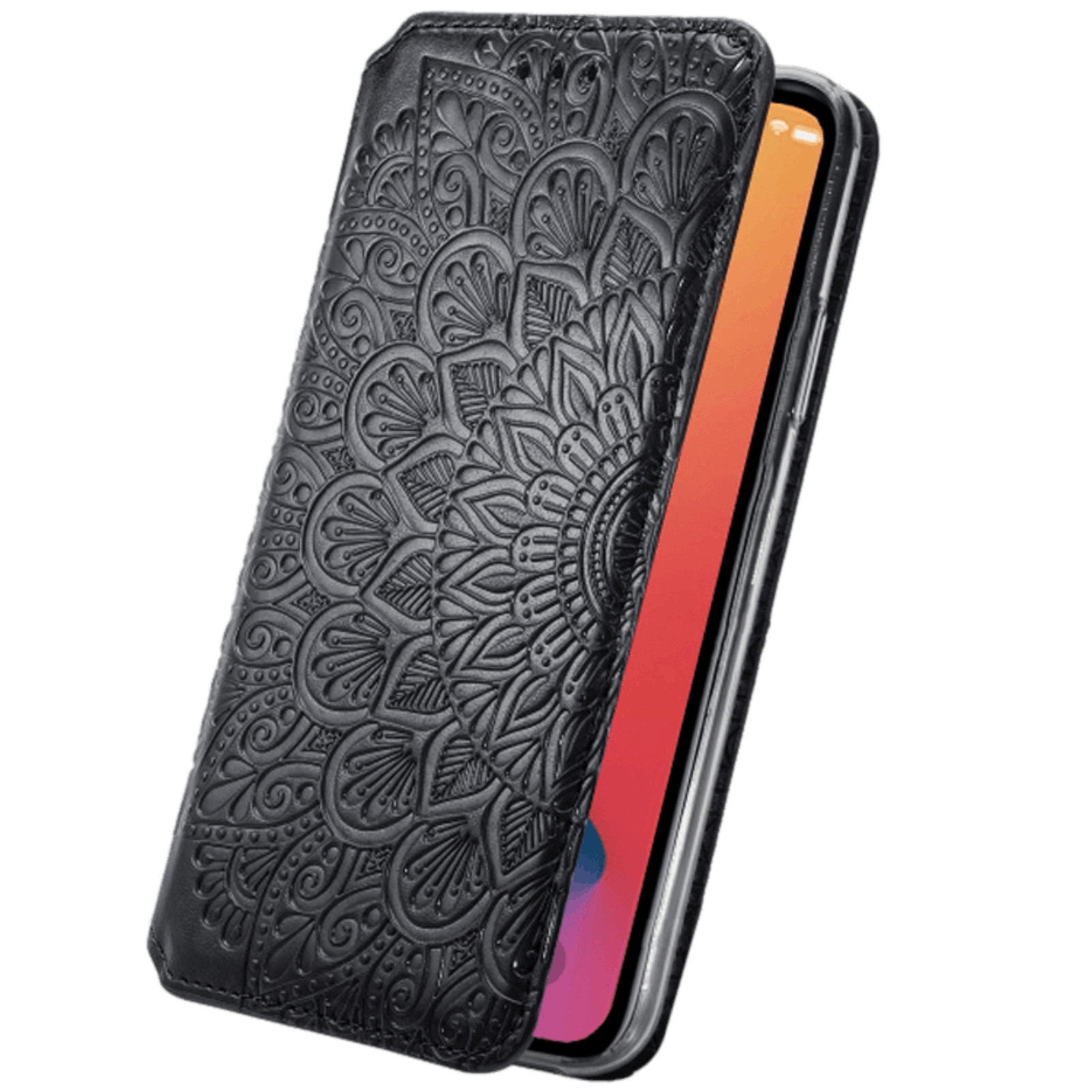 Mocaa iPhone 12 (Pro) Designz Magnetic Mandala Wallet Case Zwart