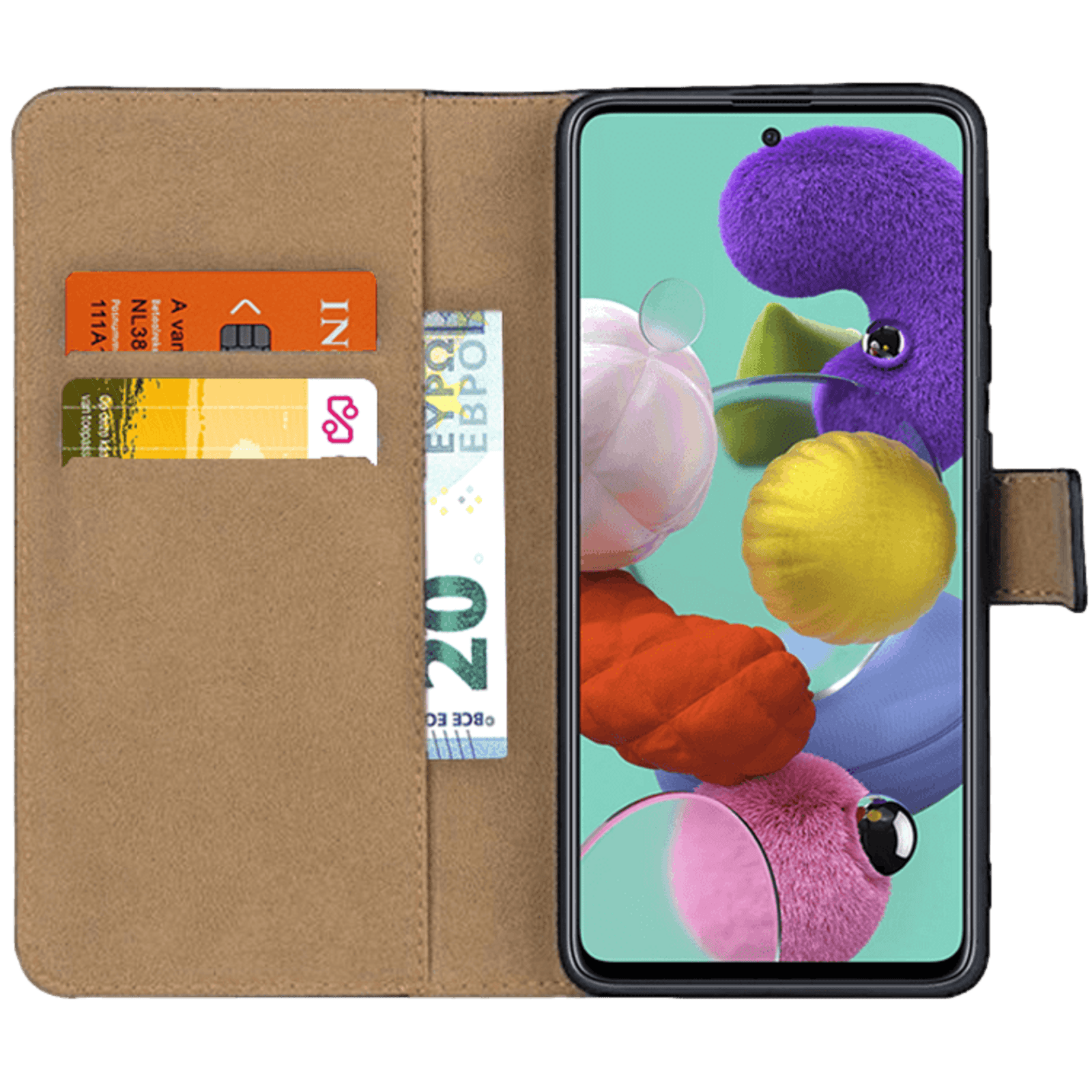 CaseBody Samsung Galaxy A51 Echt Lederen Bookcase Zwart