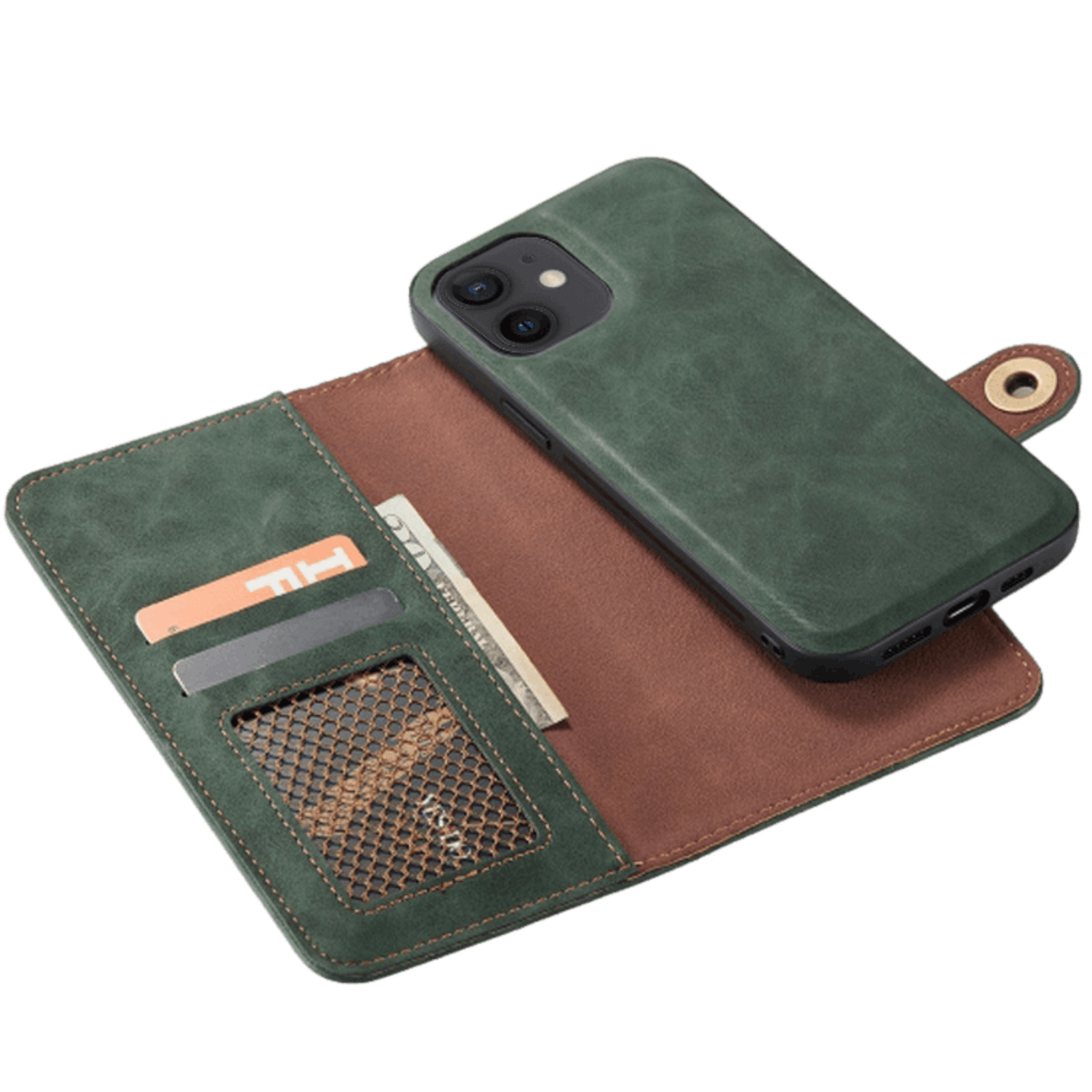 Mocaa iPhone 12 Mini Vintage 2-in-1 Wallet Hoesje Groen